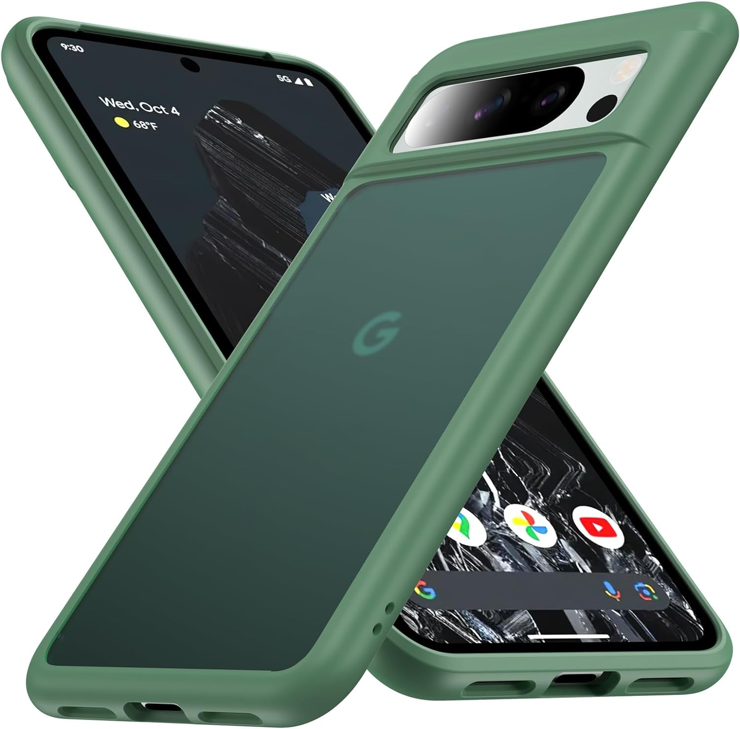 [360°Rotatable Ring] for Google Pixel 8 Pro Case Compatible with Magsafe [NO.1 Magnetic Invisible Stand] [Military Shockproof] [Translucent Matte] with Silicone Bumper for Pixel 8 Pro Cover Slim,Black  FNDMIL Green Google Pixel 8 Pro [6.7 Inch] 