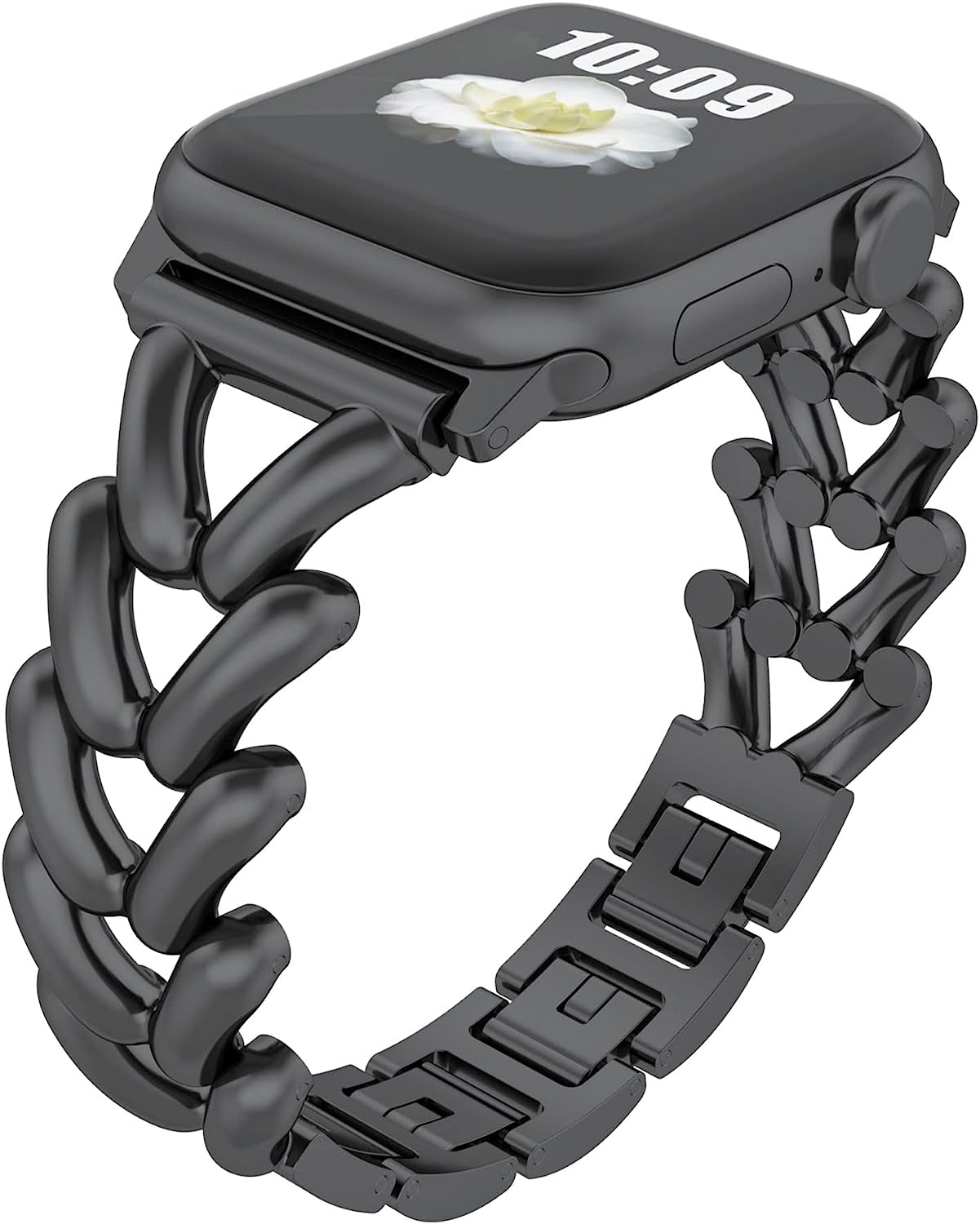 Yncamoo Slim Band Compatible with Apple Watch 38Mm 40Mm 41Mm 42Mm 44Mm 45Mm 49Mm SE Series 8 7 6 5 4 3 2 1, Women Adjustable Replacement Bracelet, Jewelry Metal Strap  Yncamoo A Black 38/40/41mm 