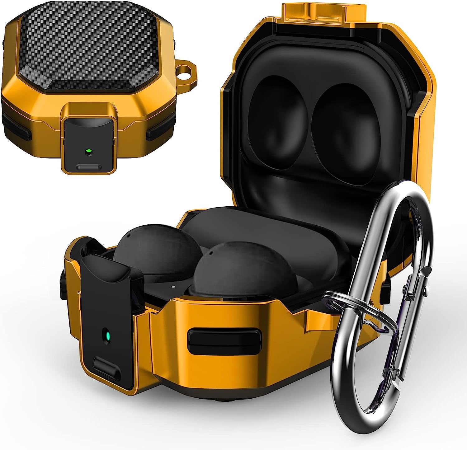 Lopnord for Galaxy Buds 2 Pro Case/Galaxy Buds Pro Case/Galaxy Buds 2 Case/Galaxy Buds Live Case with Lock, Carbon Fiber Shockproof Cover for Galaxy Buds Pro Case Samsung Earbuds with Keychain…  Lopnord US Carbon Fiber Yellow  