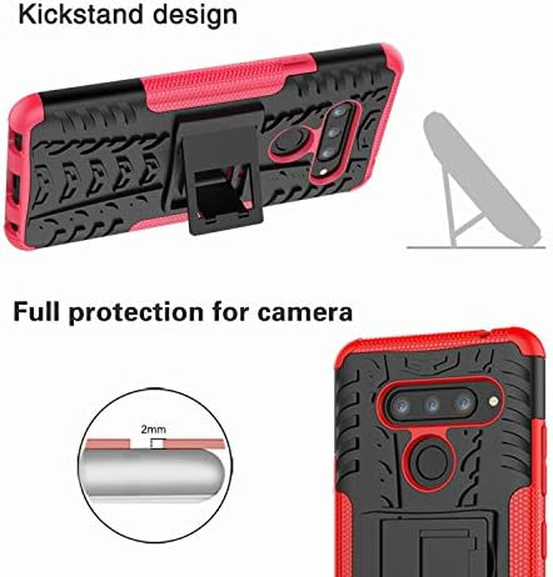 Yiakengs for LG V40 Case, LG V40 Thinq Case, Dual Layer Shockproof Slim Protective with Kickstand Hard Phone Cases Cover for LG V40 (Red)  Yiakengs   
