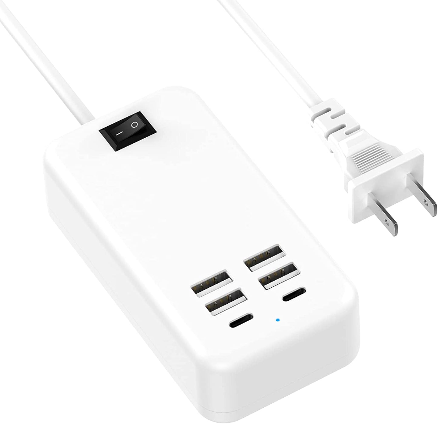 USB Charger, Flymic 6 Port USB Charger Station for Multiple Devices USB Power Strip USB C Charger Block USB Charging Hub for Iphone 14/13 Pro Max/13 Pro/13,Ipad Pro,Switch, Galaxy S21 (White)  Flymic   