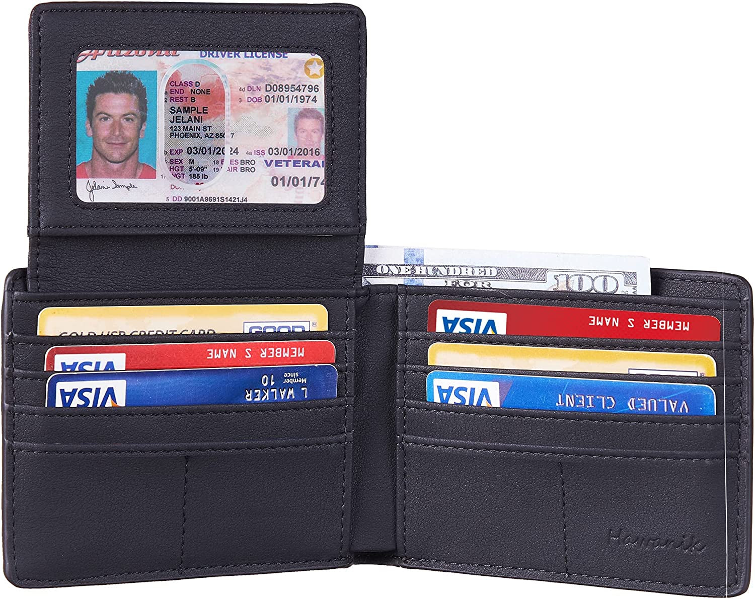 Hawanik Large Wallet for Airtag, Mens Bifold Wallet with 2 ID Windows RFID Blocking  Hawanik   