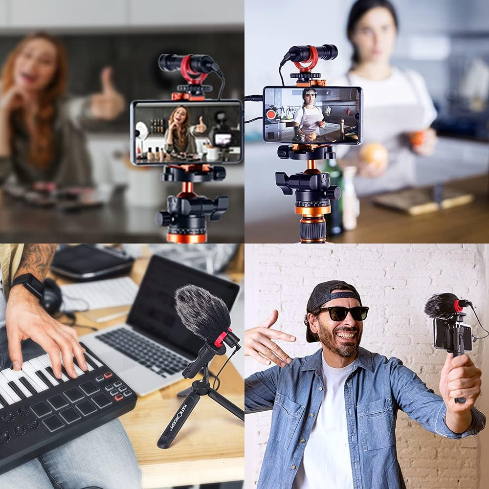 Video Microphone, Universal Camera Microphone with Shock Mount, Tripod, Deadcat Windscreen, External Shotgun Mic for Iphone Android Smartphones, Canon EOS, Nikon DSLR Cameras, Camcorders, Vlogging Mic  K&F Concept   