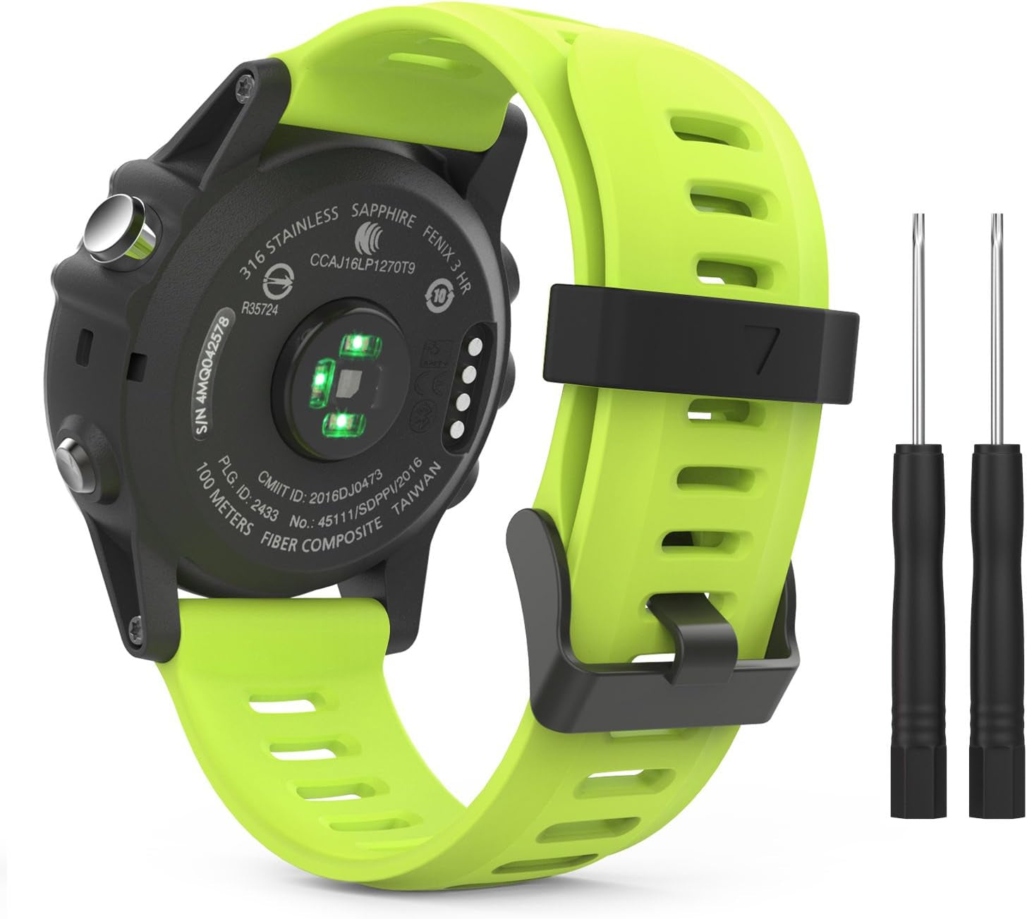 Moko Band Compatible with Garmin Fenix 3/Fenix 5X, Soft Silicone Replacement Watch Band Fit Garmin Fenix 3/Fenix 3 Hr/Fenix 5X/5X Plus/D2 Delta Px/Descent Mk1 Smart Watch - Black  MoKo Green  