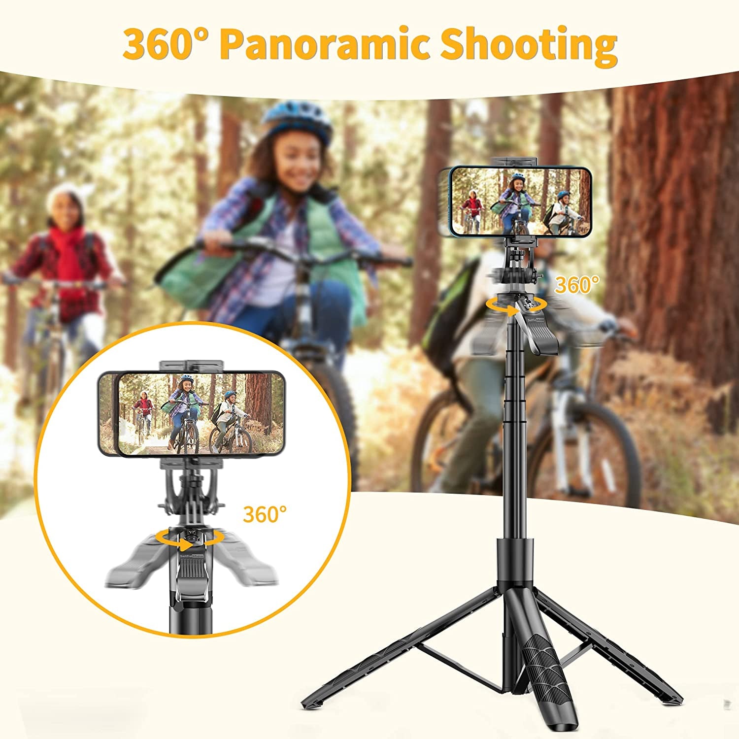 61" Selfie Stick Tripod, All in One Extendable Phone Tripod Stand with Wireless Remote 360° Rotation for Iphone and Android Phone Selfies, Video Recording, Vlogging, Live Streaming, Aluminum  LDP   