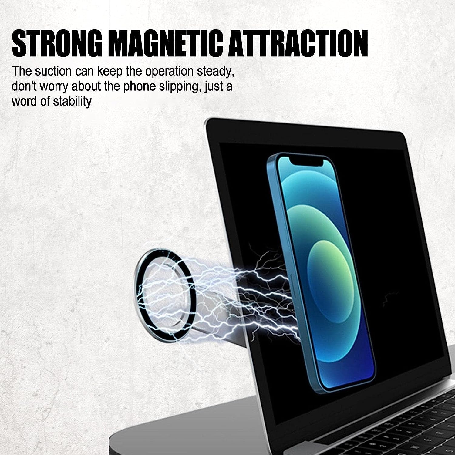 Laptop Side Mobile Phone Bracket - Magnetic Phone Holder for Laptop - Portable Computer Expansion Bracket for Mobile Phones, Smartphones, Aluminum Alloy Germplasm  Germplasm   
