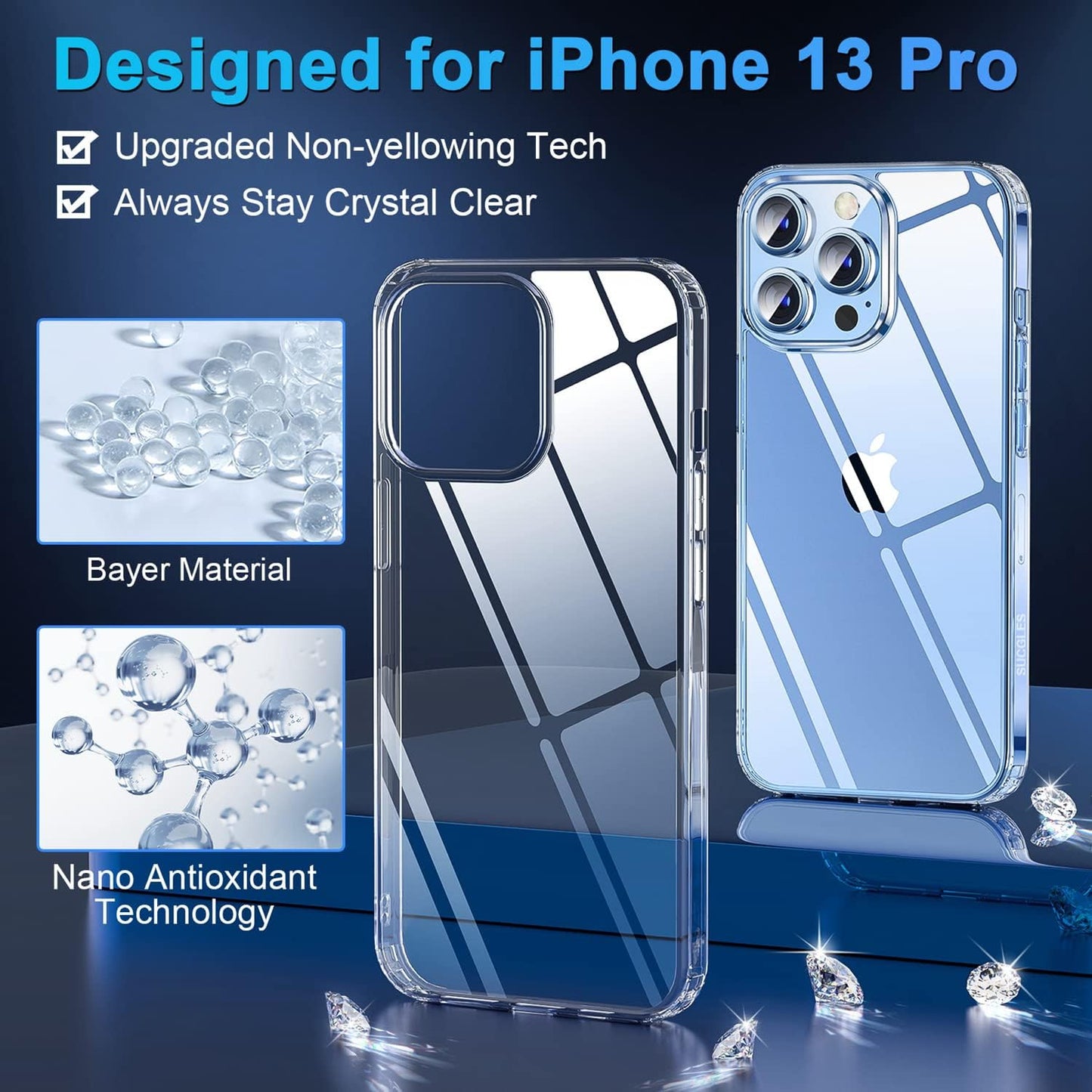 [2023 New] Crystal Clear Designed for Iphone 13 Pro Case, [Non-Yellowing] [Military Drop Protection] Shockproof Bumper Slim Phone Case Thin Cover for Apple 13Pro (6.1 In, Clear)  Gotrays Gavin LLC   