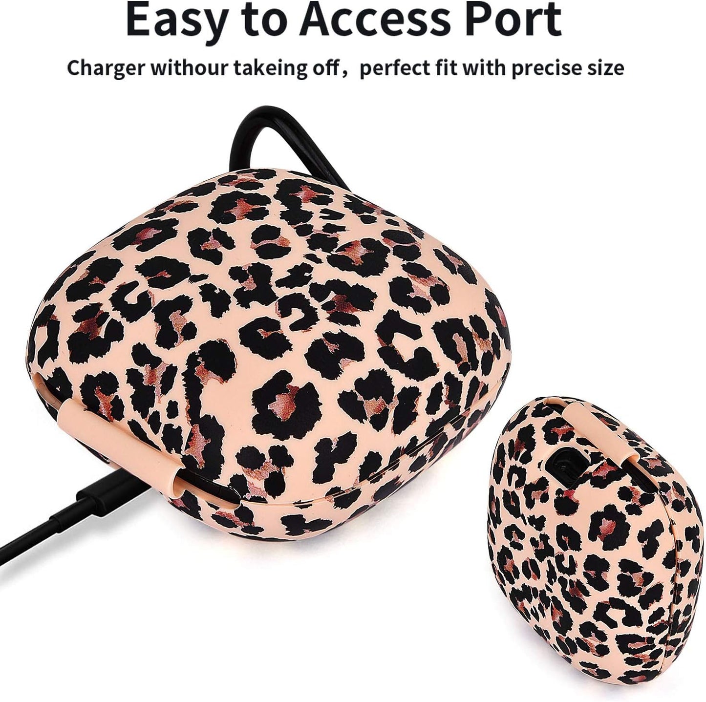 AIRSPO Silicone Case Cover for Powerbeats Pro Anti-Lost & Shockproof Easy Carrying Protective Case with Keychain (Leopard Print)  AIRSPO   