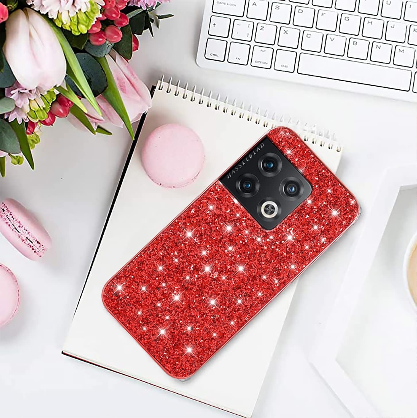 Jancyu Compatible with Oneplus 10 Pro Case, Shockproof Phone Cases for Oneplus 10 Pro Glitter Protective Cover for Women Cute Accessories (Red)  Jancyu   