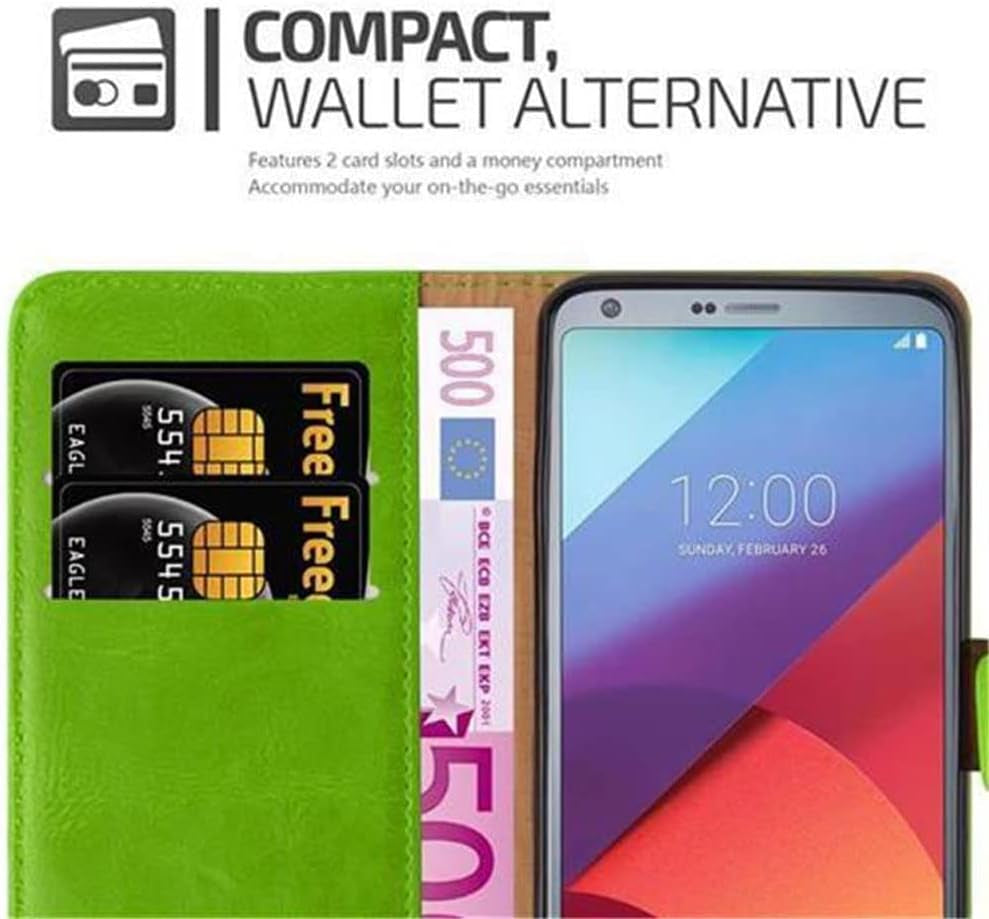 Cadorabo Book Case Compatible with LG G6 in Grass Green - with Magnetic Closure, Stand Function and Card Slot - Wallet Etui Cover Pouch PU Leather Flip  Cadorabo   