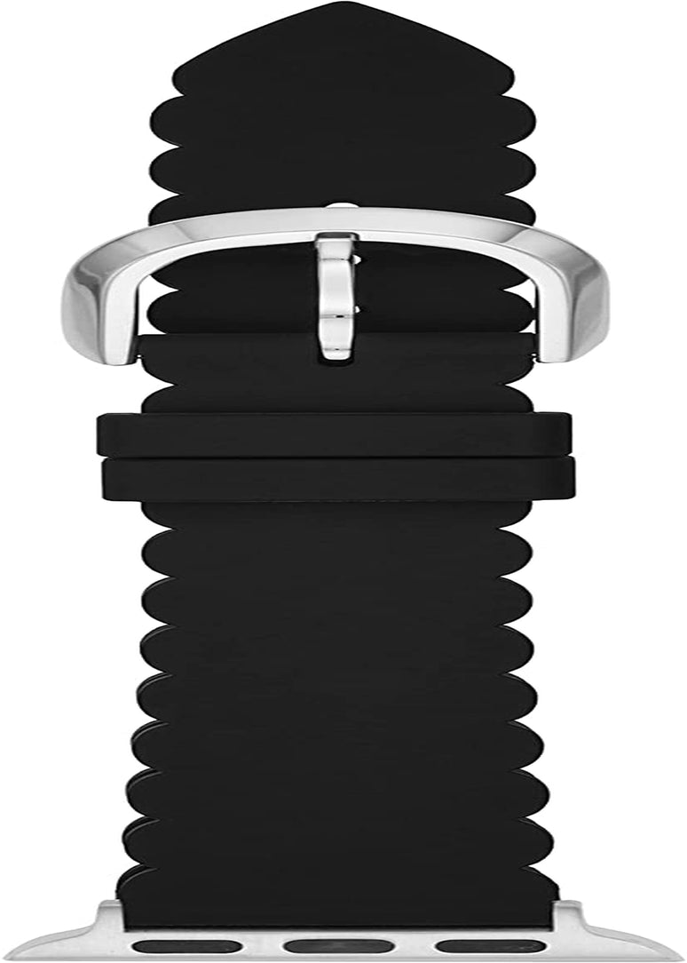 Kate Spade New York Silicone Band for 38/40Mm Apple Watch Series 1-7, Color: Black Scallop, Silver (Model: KSS0018)  kate spade new york MFG   