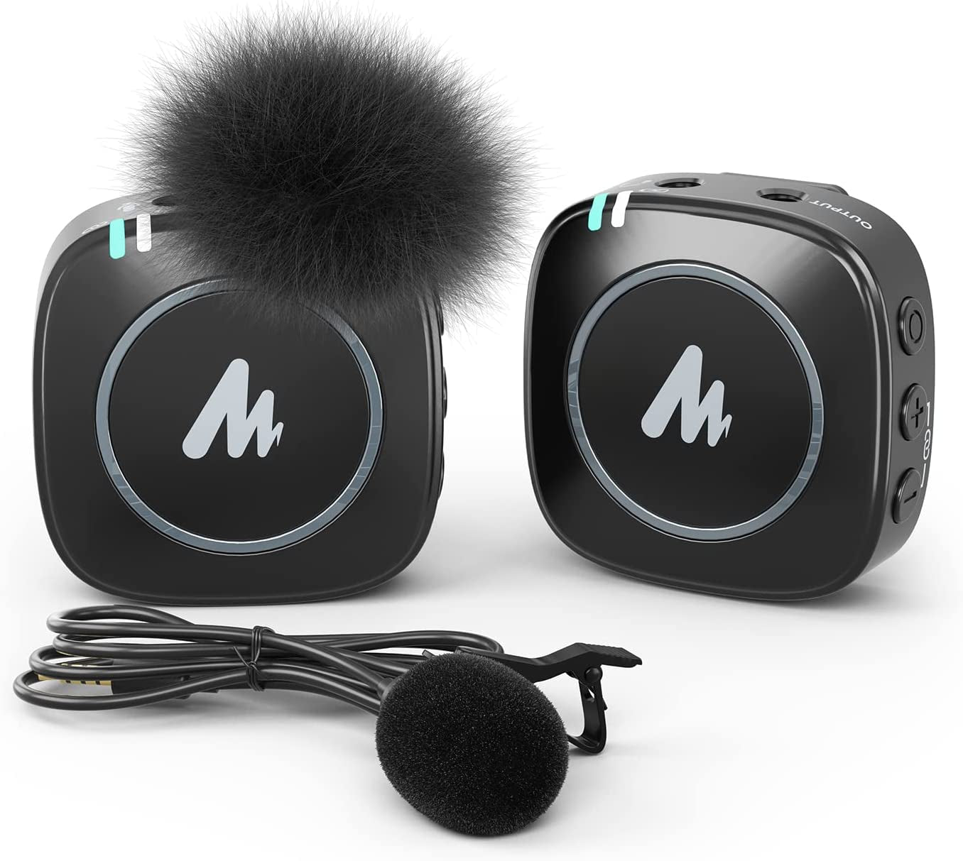 MAONO Compact Wireless Lavalier Microphone, 2.4Ghz Dual Lapel Mics with Real-Time Monitoring, Gain Adjustment and Mute for Interview, Vlogging, Live Streaming, Phone, Camera (WM820 A1)  MAONO   