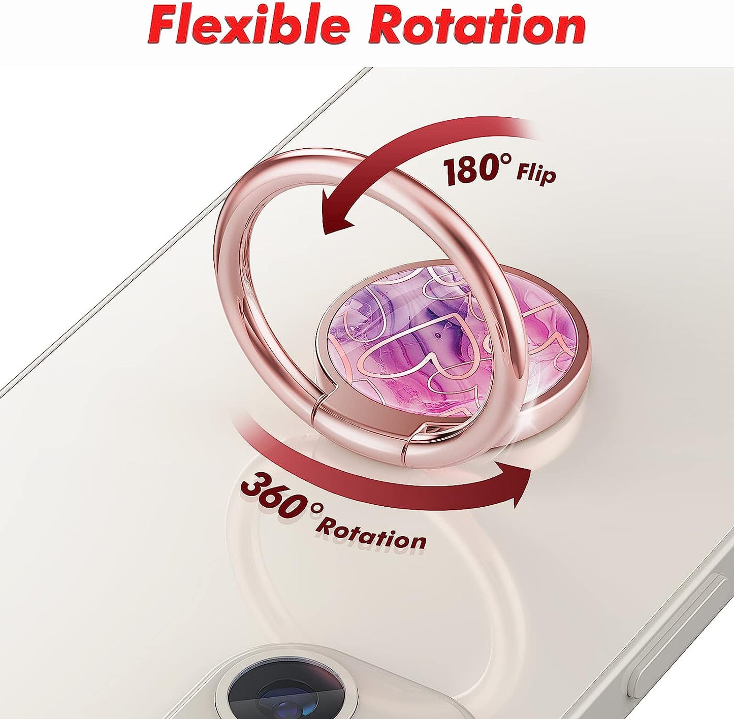 Chvelop Cell Phone Ring Holder, Finger Ring Stand, 360 Degree Rotation Finger Ring Kickstand, Metal Grip for Magnetic Car Mount Compatible with Iphone, Samsung, LG, Sony,Smartphone Accessories (Heart)  Chvelop   