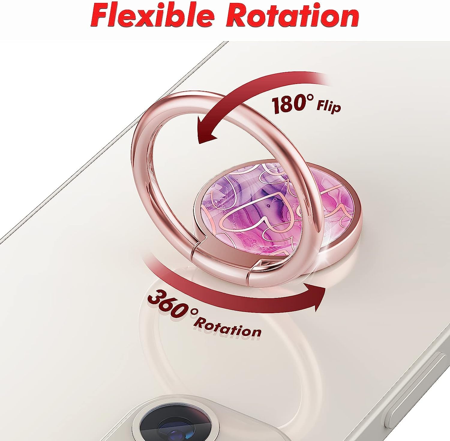 Chvelop Cell Phone Ring Holder, Finger Ring Stand, 360 Degree Rotation Finger Ring Kickstand, Metal Grip for Magnetic Car Mount Compatible with Iphone, Samsung, LG, Sony,Smartphone Accessories (Heart)  Chvelop   