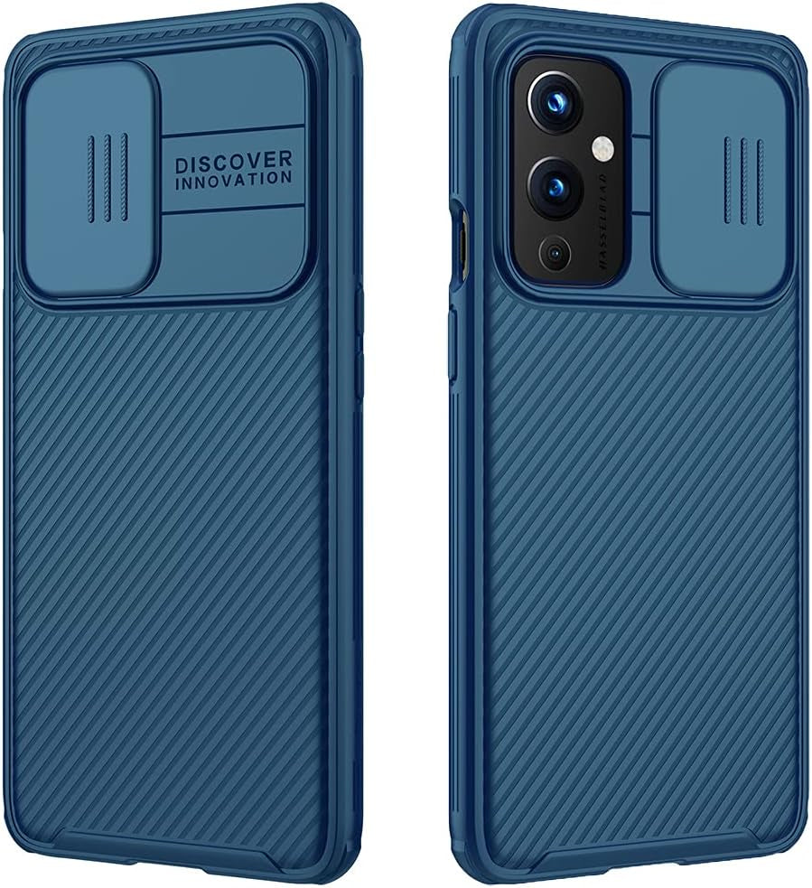 Mangix Oneplus 9 Case with Camera Cover,Oneplus 9 Slim Fit Thin Polycarbonate Protective Shockproof Cover with Slide Camera Cover, Upgraded Case for Oneplus 9 (Black)  Nillkin Blue  