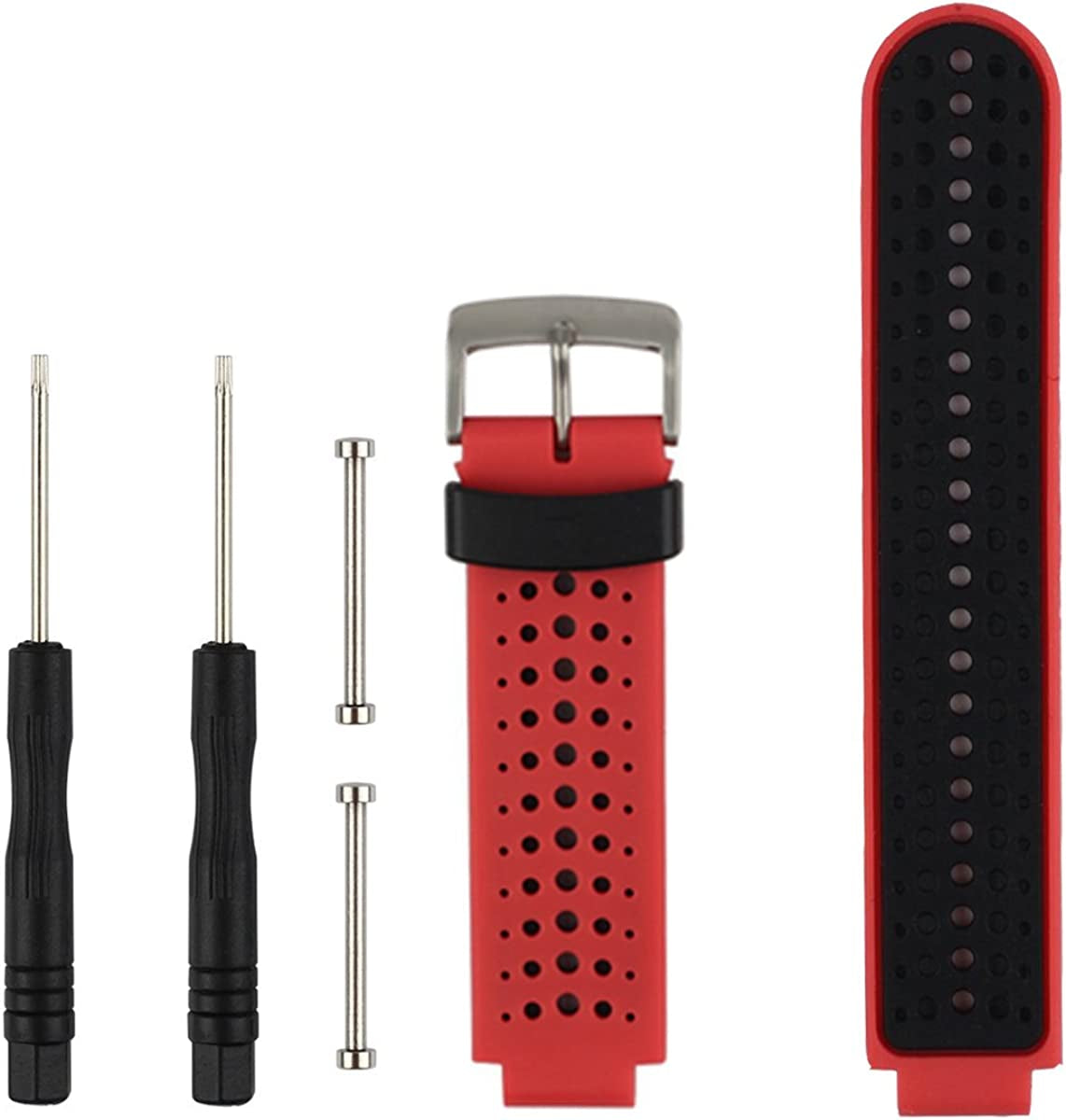 Replacement Smart Wrist Watch Accessory Band Strap for Garmin Forerunner 220/230/235/620/630/735Xt/235Lite, One Size  OLIVE INC. Red/ Black  