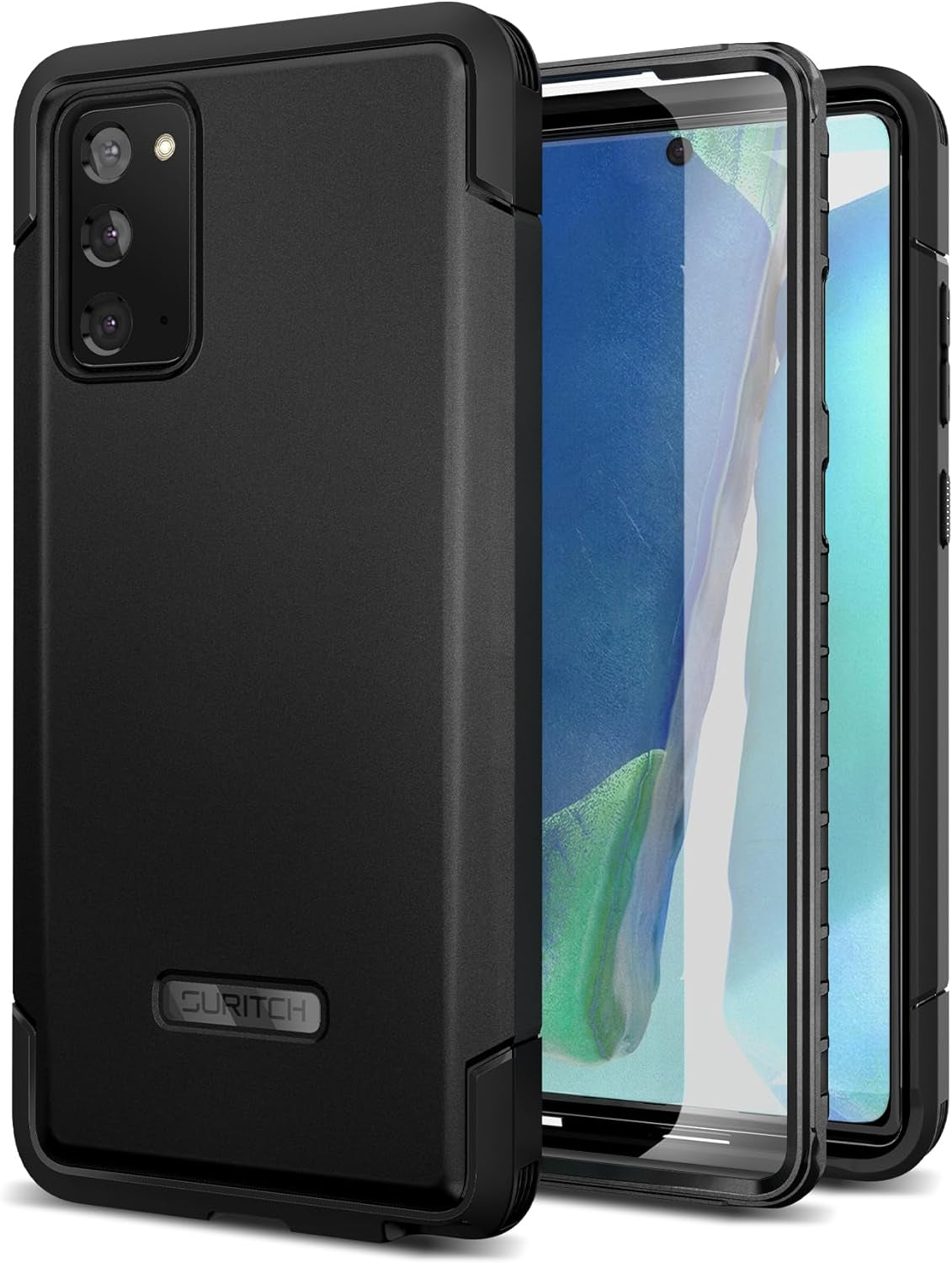 SURITCH for Samsung Galaxy Note 20 Case (Only) 6.7-Inch, [2 Front Frames][Built-In Screen Protector] Full Body Protective Rugged Heavy Duty Shockproof Phone Cover -(Green)  SURITCH Black  