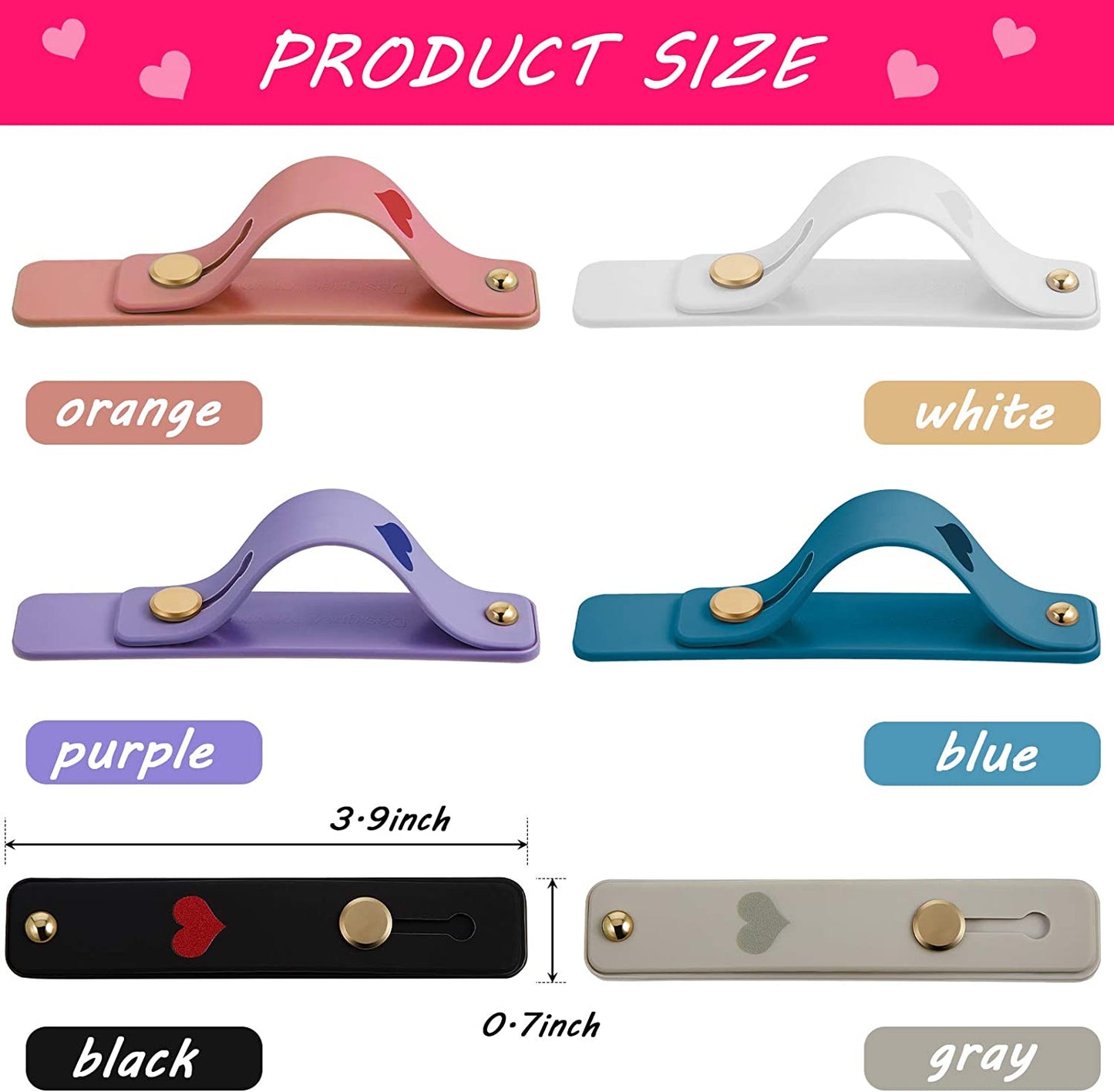 6 Pieces Phone Finger Grip Portable Telescopic Finger Strap Bracket Silicone Mobile Phone Ring Stand Phone Grip Finger Strap for Most Mobile Phones (Orange, Blue, Purple, Black, White, Gray)  Weewooday   