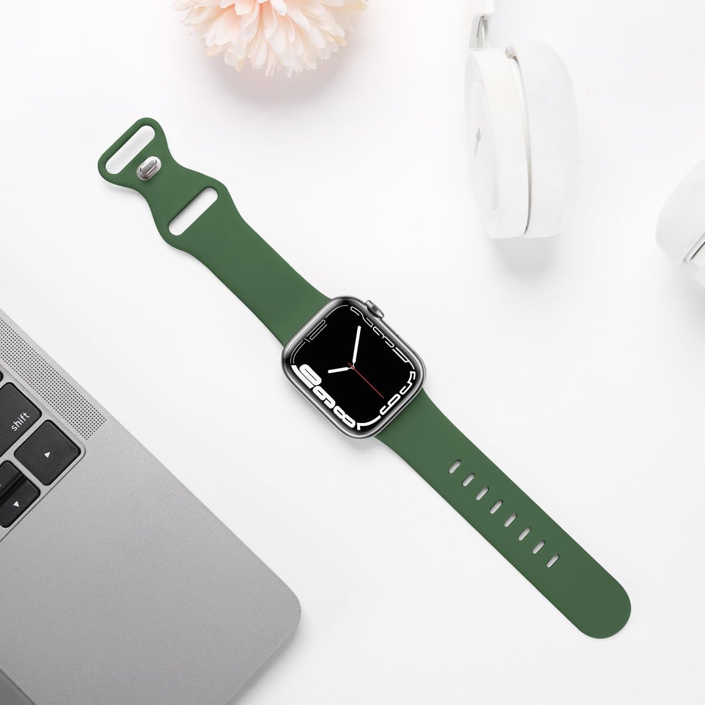 STG Sport Watch Band Compatible with Apple Watch Band 38Mm 40Mm 41Mm 42Mm 44Mm 45Mm 49Mm S/M M/L for Women/Men Waterproof Soft Silicone Replacement Strap Accessories for Iwatch Ultra SE Series 8/7/6/5/4/3/2/1 (38Mm/40Mm/41Mm S/M, Clover)  STG   