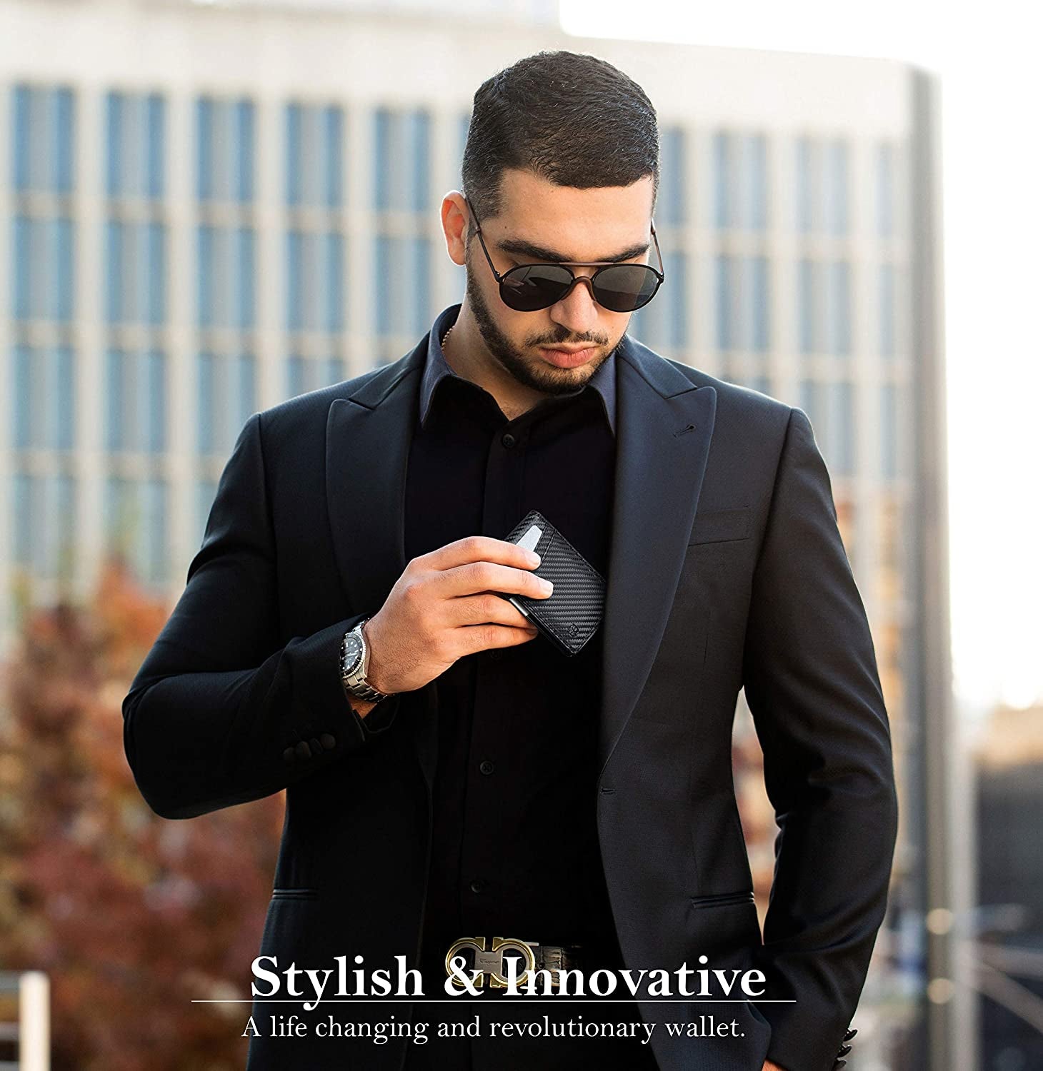 SERMAN BRANDS Money Clip Wallet - Mens Wallets Slim Front Pocket RFID Blocking Card Holder Minimalist Mini Bifold  SERMAN BRANDS   