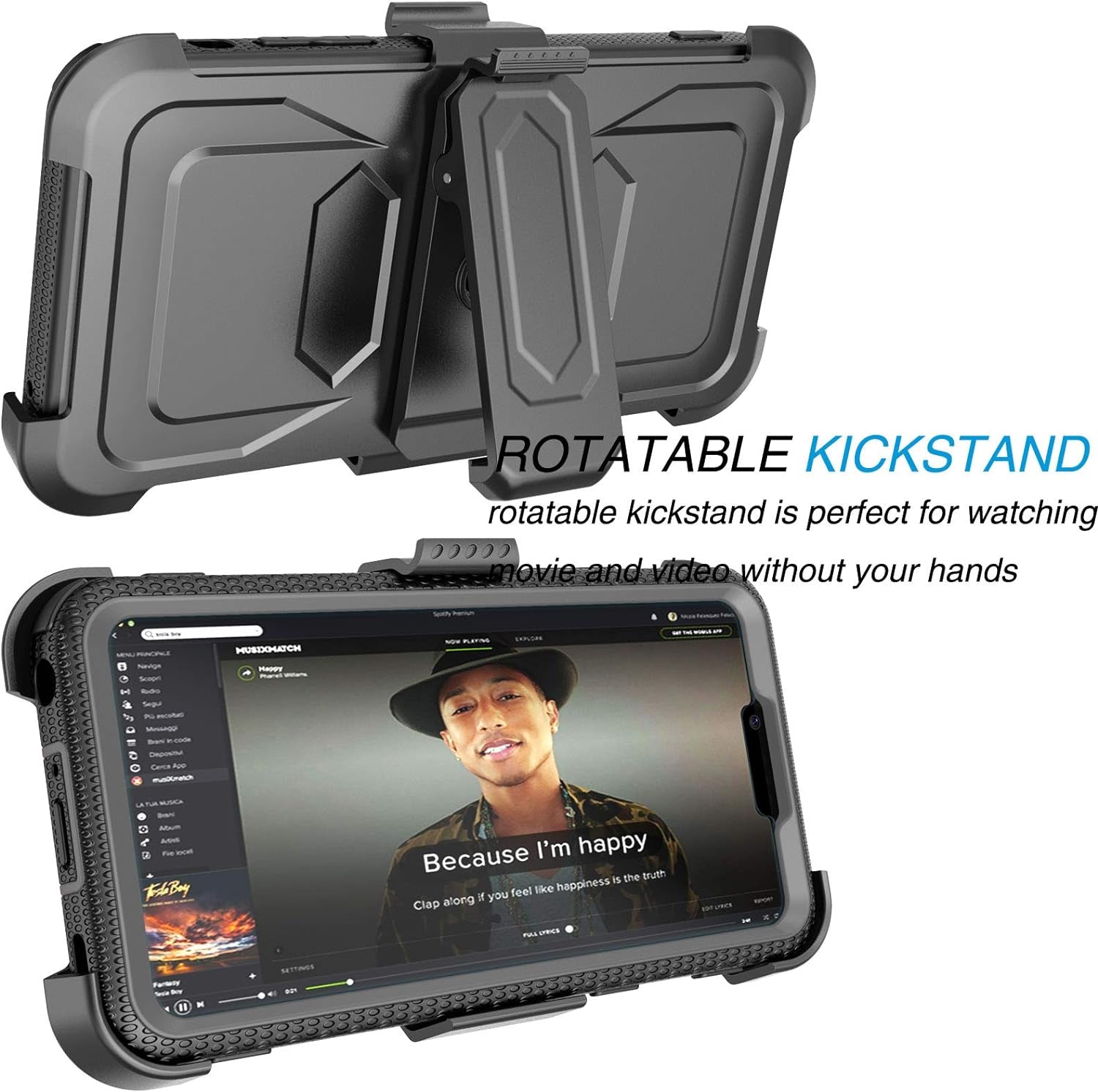 Tekcoo Holster Clip Case for LG G8 / LG G8 Thinq, [Tshell] Shock Absorbing [Built-In Screen] Secure Swivel Locking Belt Defender Full Body Kickstand Carrying Sturdy Phone Cases Cover [Gray]  Tekcoo   