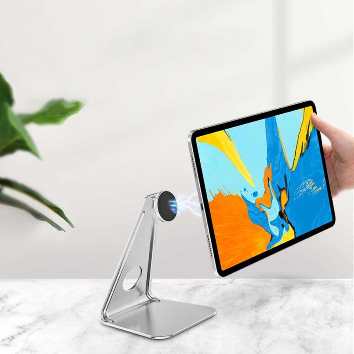 SOLUSTRE Tablet Holder Mount Clamp Aluminium Alloy Cell Laptop Suction Table Desk Holder Stents Accessories Dock Tablet Stand Cradle Multifunction Bracket Magnetic Clip Home Office Laptop Stand  SOLUSTRE   