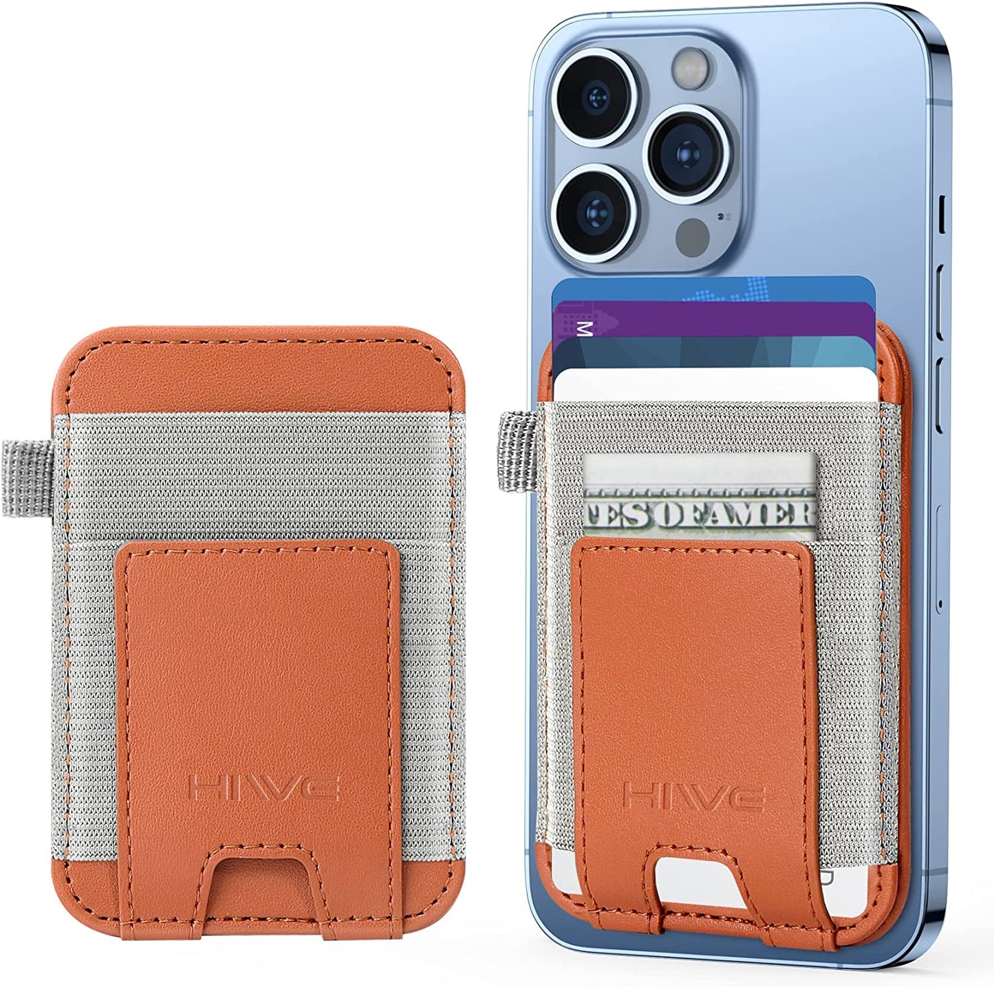 Magnetic Card Wallet Holder for Apple Magsafe, Magnetic Card Holder Magsafe Compatible with Iphone 12 Iphone 13/14 Magsafe Wallet, Mag Safe Leather Wallet for Back of Iphone 14/13/ 12 Series, Black  HiWe F-Brown-1  