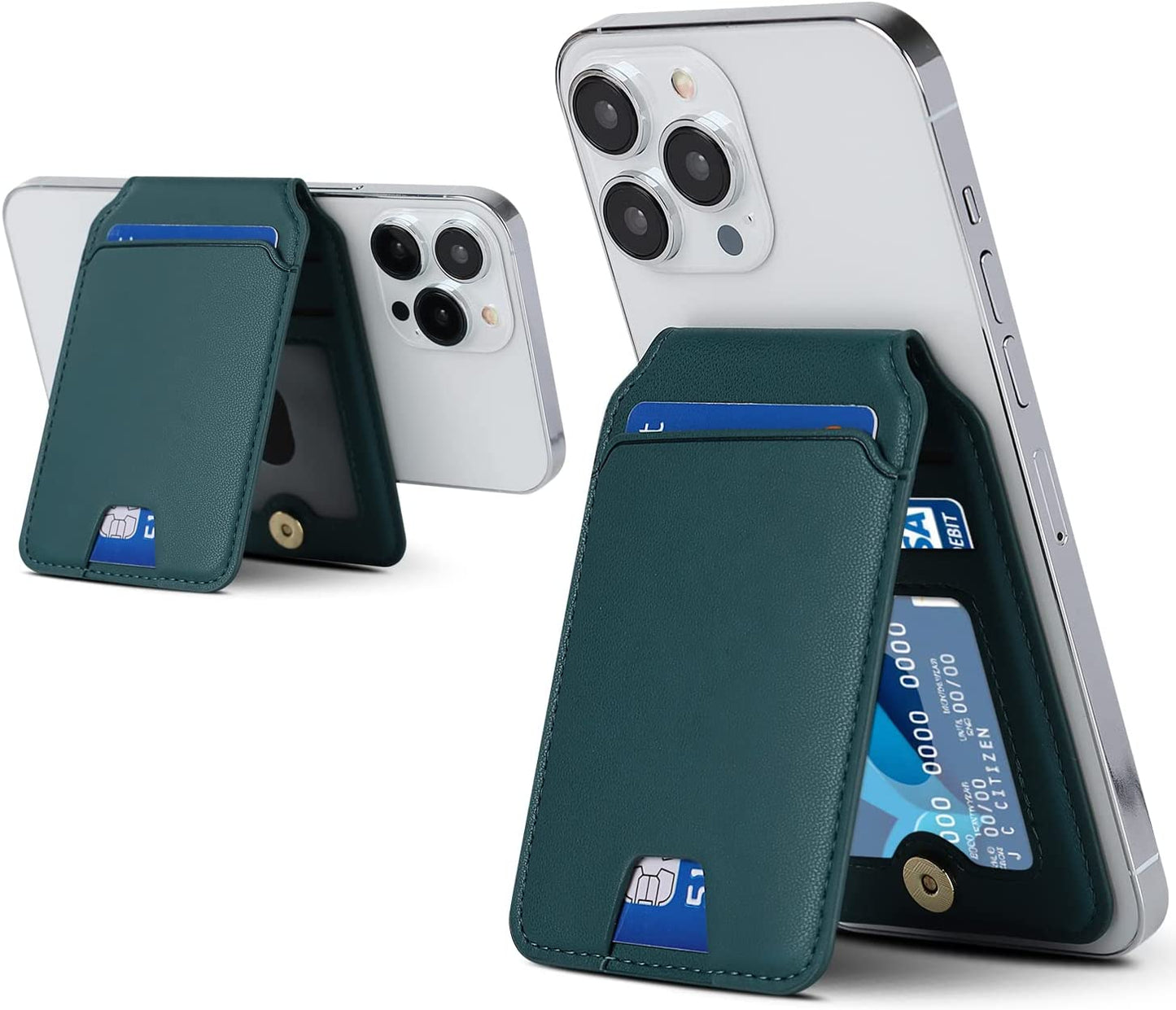 Cavor for Apple Wallet Magsafe Magnetic Phone Magsafe Wallet 14 Pro Max/14 Pro/14/14 Plus/13/12 Magsafe Card Holder,Phone Mag Safe Wallet as Credit for Iphone 14/13/12 Mini Series,Purple  Cavor Green  