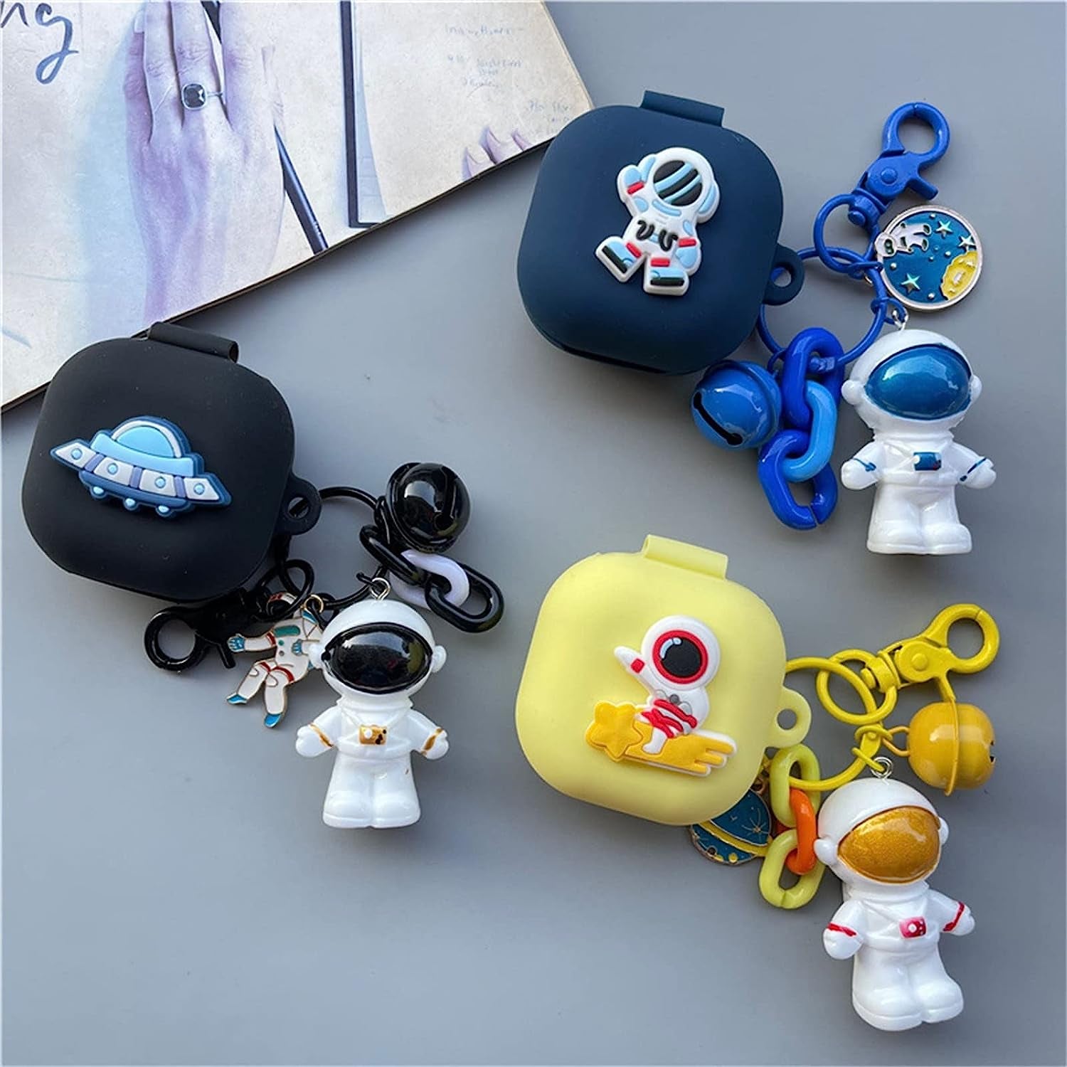 SKPY Cases for Samsung Galaxy Buds2 Pro/Buds 2/Buds Pro/Buds Live with Pendant, Cute Silicone Astronaut Cartoon Shockproof Cover for Girls Boys  SKPY   