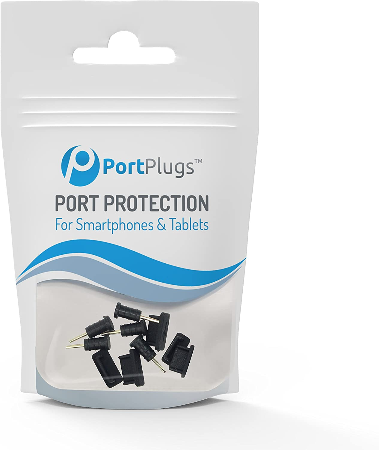 Portplugs Usb-C anti Dust Plugs (5 Pairs) Premium Silicone Plugs, Compatible Samsung Galaxy S22, S21, S20, Ultra, plus S10, S9, S8, Note, All Type C Smartphones Includes Headset, Sim Tool, Brush Black  PortPlugs   