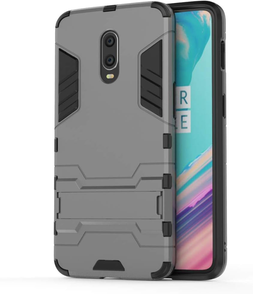 Maijin Case for Oneplus 6T / Oneplus 7 (6.41 Inch) 2 in 1 Shockproof with Kickstand Feature Hybrid Dual Layer Armor Defender Protective Cover (Grey)  MaiJin   