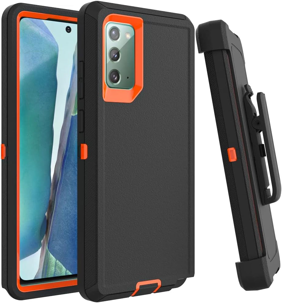 Case for Galaxy Note 20 with Clip, Heavy-Duty Tough Rugged Shockproof Drop Protective Cover Cases for Samsung Galaxy Note 20, Black+Orange  WOGROO   