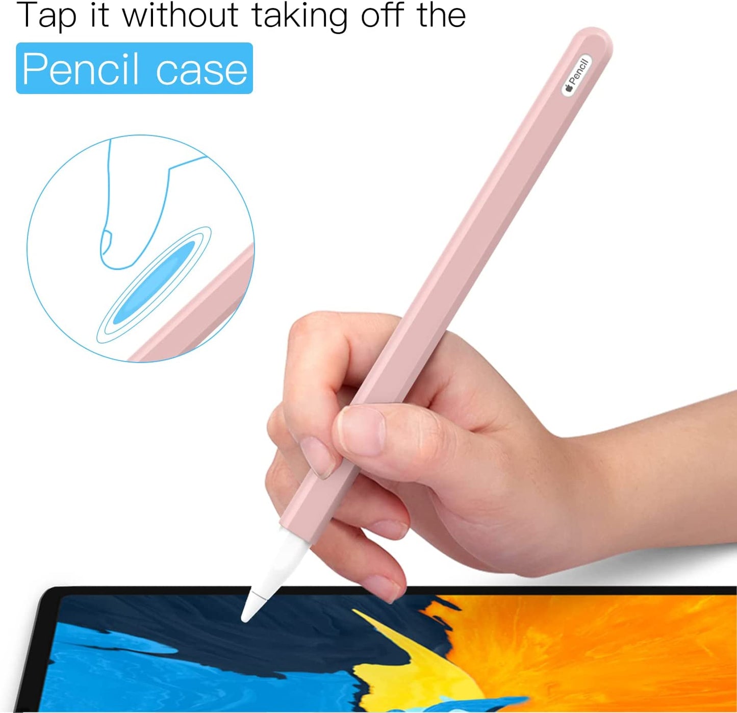 Moko Pencil Case for Apple Pencil 2Nd Gen, [2 Pieces] Silicone Pencil Holder Sleeve and Nib Cover Fit Ipad Mini 6 2021/ Ipad Air 5/4 Gen 2022/2020/ Ipad Pro 11/Pro 12.9 2022/2021/2020 - Soft Pink  MoKo   
