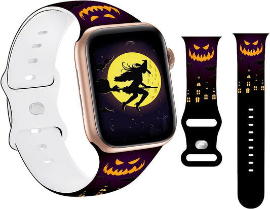 HYHMXB Chic Breathable Character Halloween Bands Compatible with Apple Watch 42Mm 44Mm 45Mm M/L,Grade Soft Silicone Sports Wristband Strap for Iwatch SE & Series 7/6/5/4/3/2/1 (Item 2)  HYHMXB   
