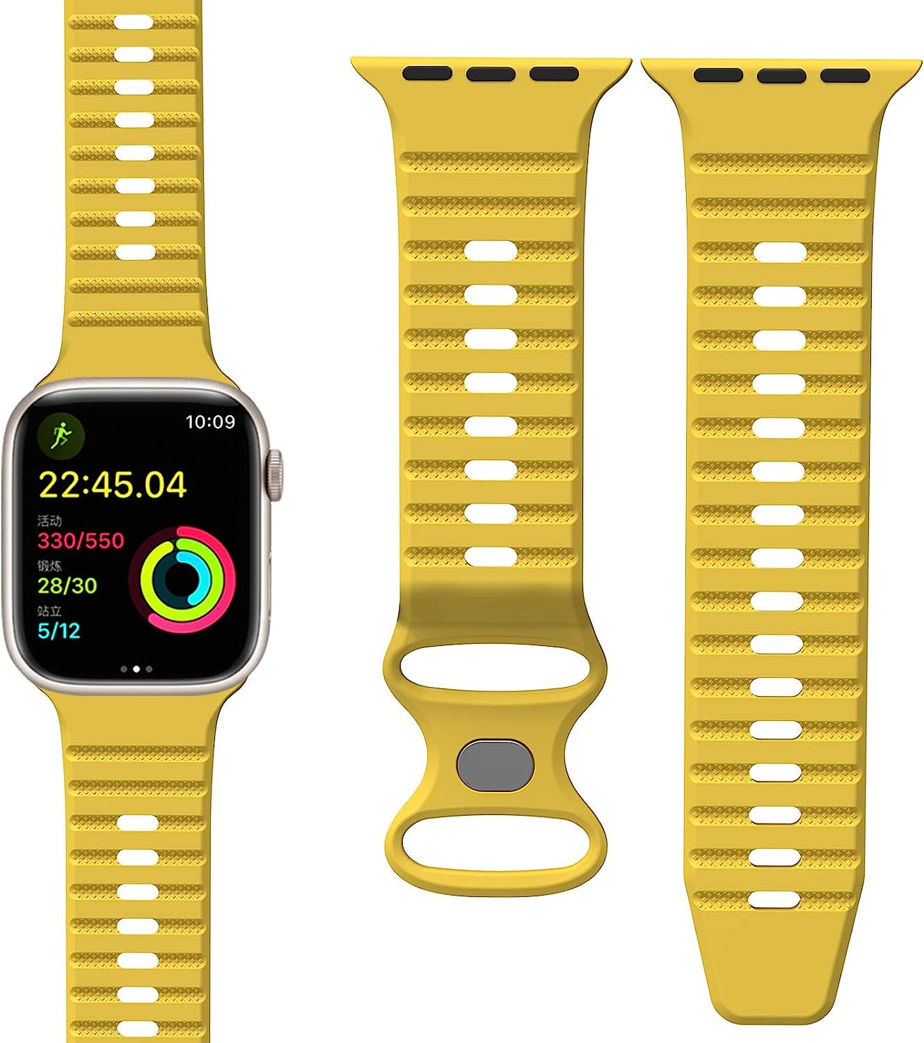 Compatible with Apple Watch Ultra Band Sport 42Mm 44Mm 45Mm 49Mm,Soft Silicone Waterproof Strap Wristbands Compatible with Iwatch Apple Watch Series Ultra 8 7 6 5 4 3 2 1 SE Women Men  ownace Yellow  
