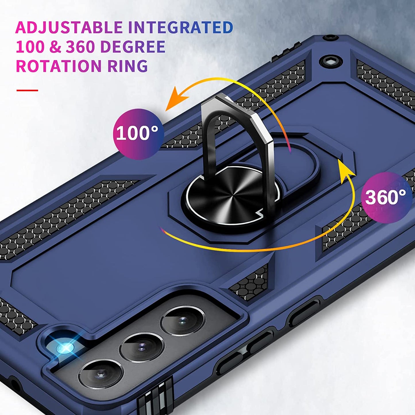Vaki for Samsung Galaxy S22 5G Case with Built in Screen Protector Military Grade Hard Rugged Cover Heavy Duty Armor Galaxy S22 Phone Cases with Metal Ring Kickstand Shockproof Blue  Vaki   