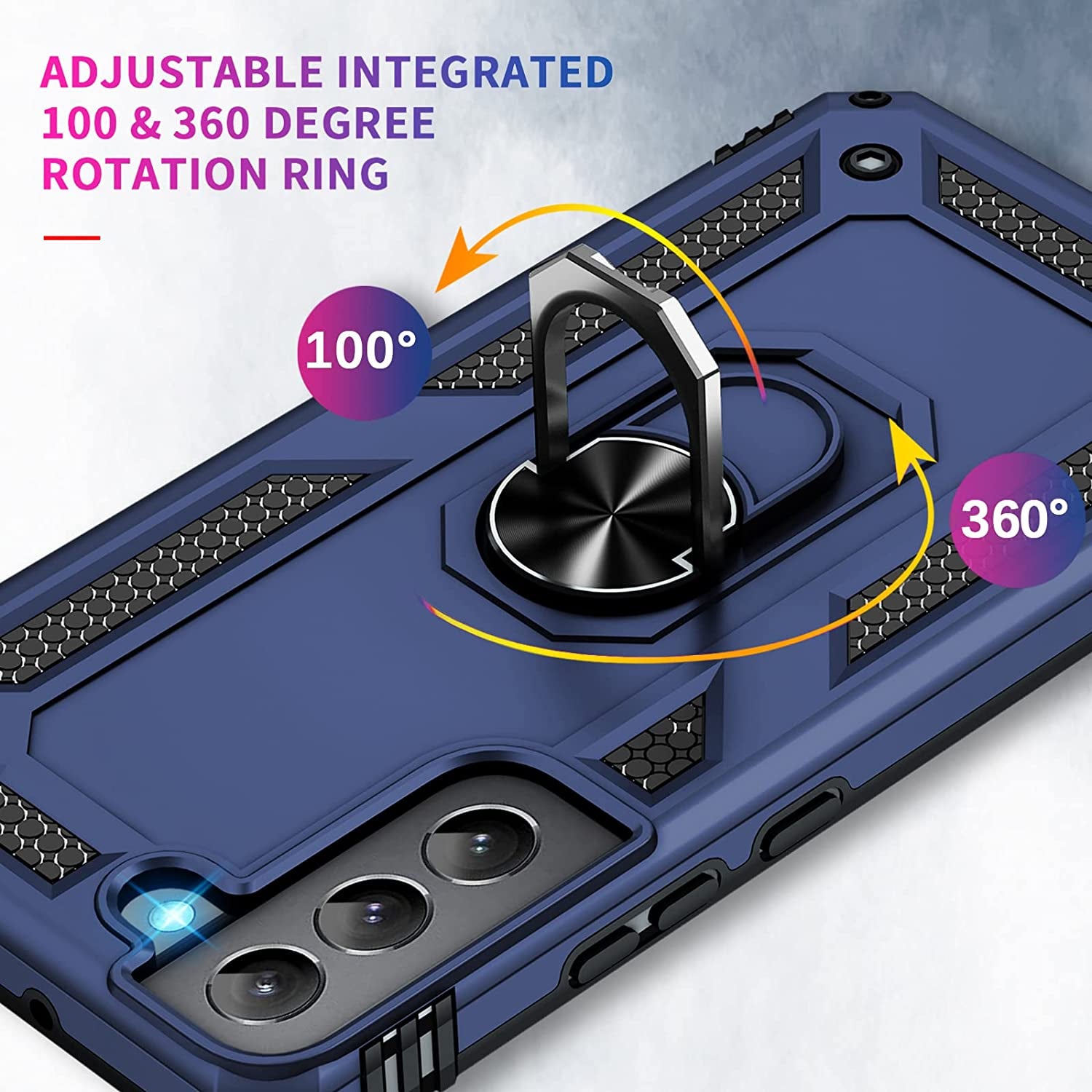 Vaki for Samsung Galaxy S22 5G Case with Built in Screen Protector Military Grade Hard Rugged Cover Heavy Duty Armor Galaxy S22 Phone Cases with Metal Ring Kickstand Shockproof Blue  Vaki   