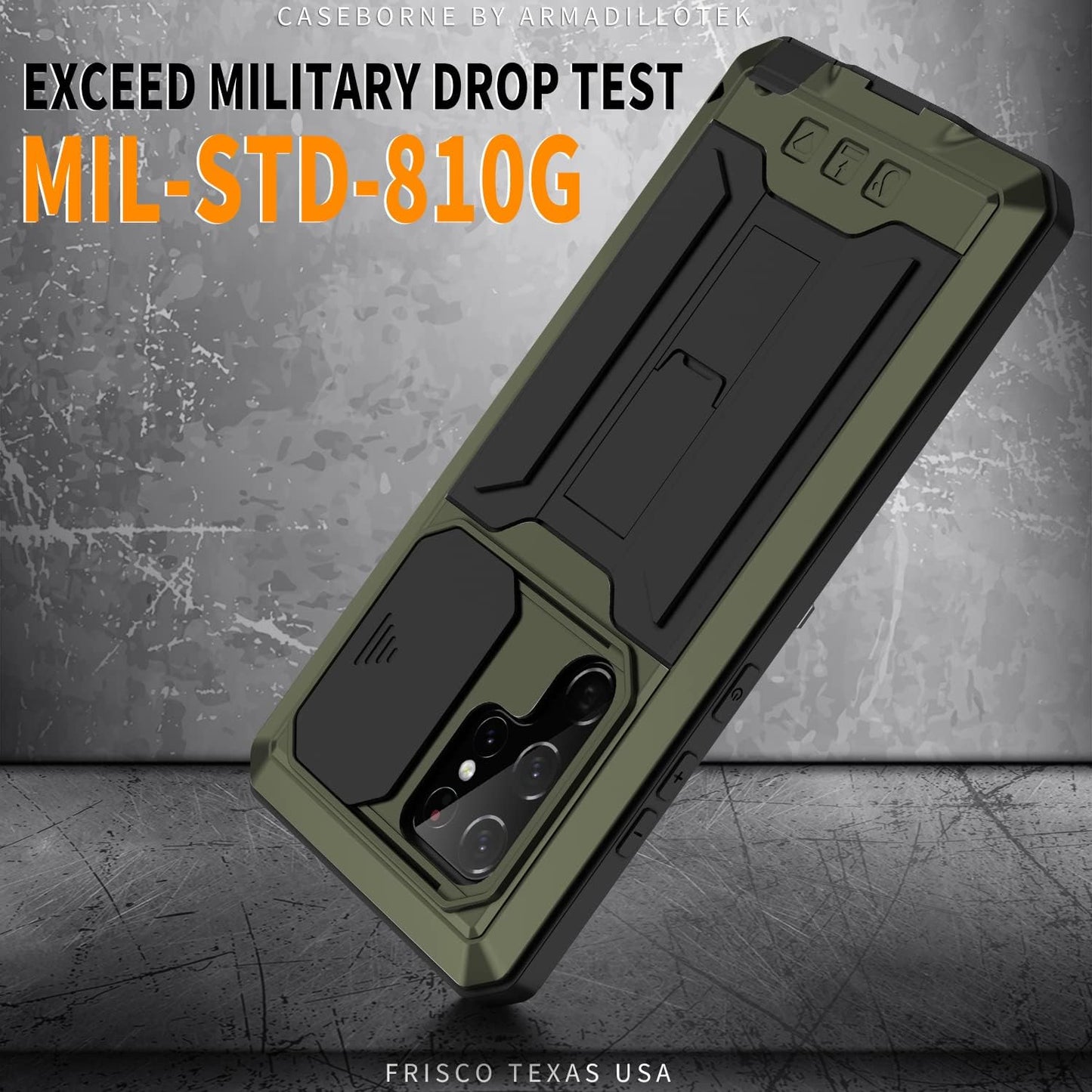 For Samsung Galaxy S22 Ultra 5G Case, Aluminum Metal Gorilla Glass Shockproof Military Heavy Duty Sturdy Protector Cover Hard Case,With Sliding Camera Cover and Built-In Foldable Kickstand(Green-Ⅱ)  MIYIYQP   