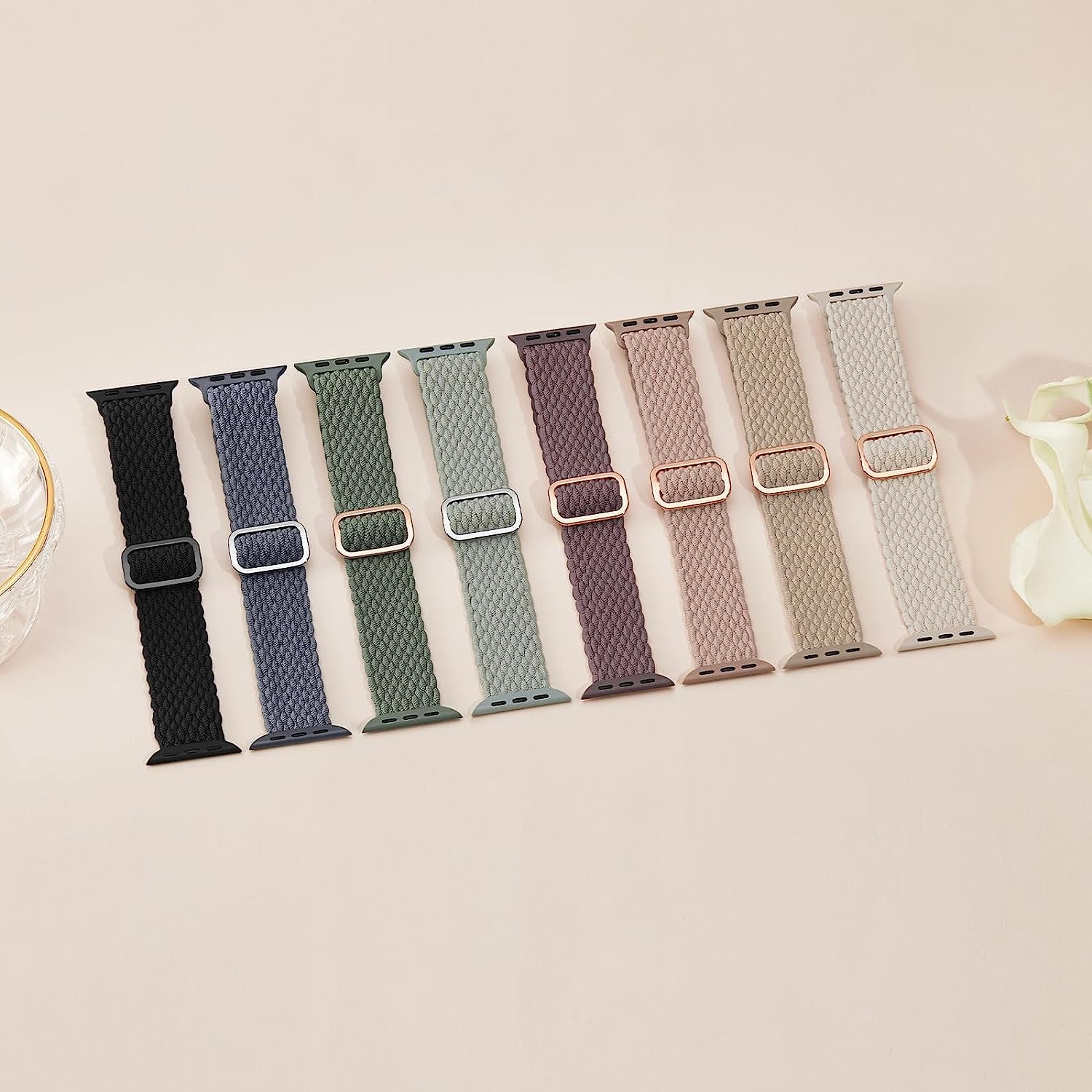 Braided Solo Loop Compatible with Apple Watch Band 38Mm 40Mm 41Mm 42Mm 44Mm 45Mm 49Mm, Women Men Nylon Stretchy Bands Adjustable Elastic Sport Straps for Iwatch Ultra Series 8 7 6 5 4 3 2 1 SE, 5 Pack  Butifacion   