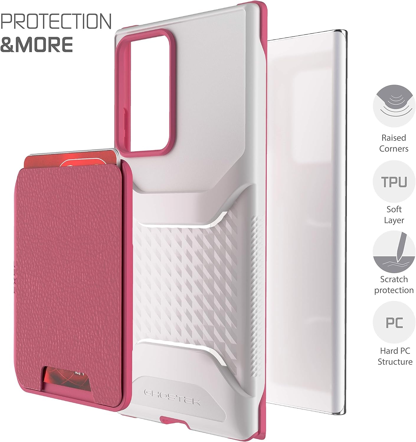 Ghostek Exec Note 20 Ultra Wallet Case - Pink Leather Card Holder & Magnetic Car Mount Compatible (6.9 Inch, 5G)  Ghostek   