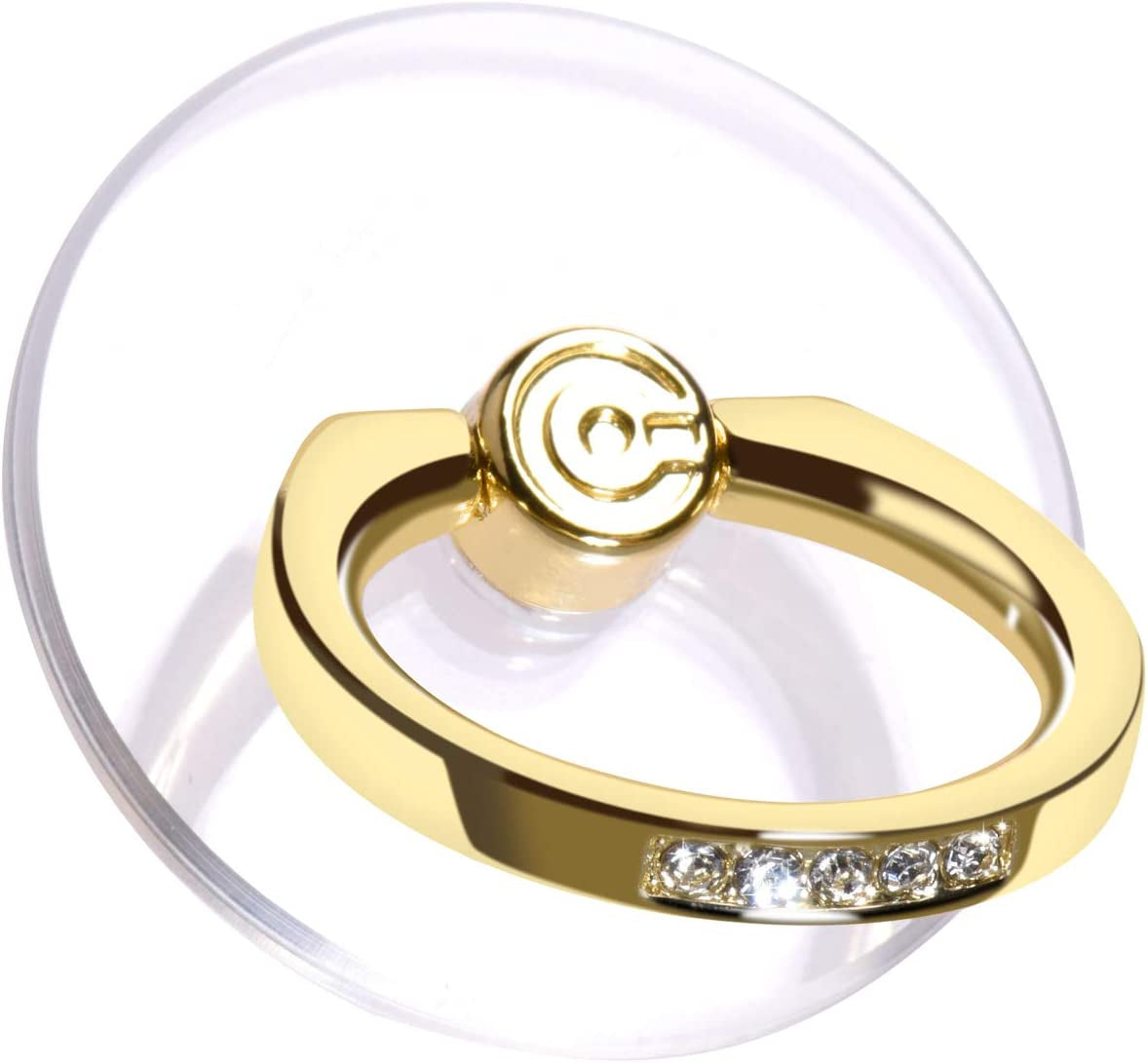 Transparent Phone Ring Holder Grip - EI Sonador Clear Cell Phone Ring Stand Holder Finger Grip Kickstand 360° Rotation, Compatible with Most of Phones, Tablets and Case (2 Silver Diamond)  EI Sonador 2 Gold Diamond  