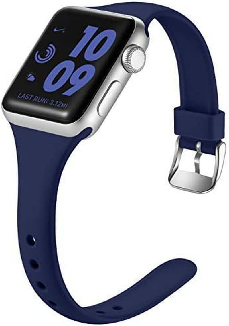 Laffav Slim Band Compatible with Apple Watch 49Mm 45Mm 44Mm 42Mm Iwatch SE & Ultra & Series 8/7/6/5/4/3/2/1 for Women Men, Black, S/M  Laffav Midnight Blue 38mm/40mm/41mm S/M 