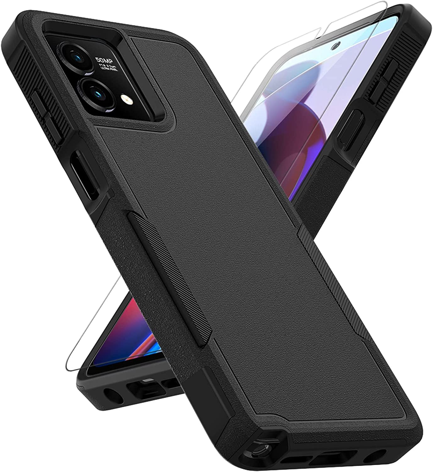 For Moto G Stylus 5G 2023 Case: Dual Layer Protective Heavy Duty Cell Phone Cover Shockproof Rugged with Screen Protector - Military Protection Bumper Tough - Motorola Moto G Stylus 5G 2023, Purple  Jinxian Co., Ltd. Black (Pc) + Black (Tpu)  