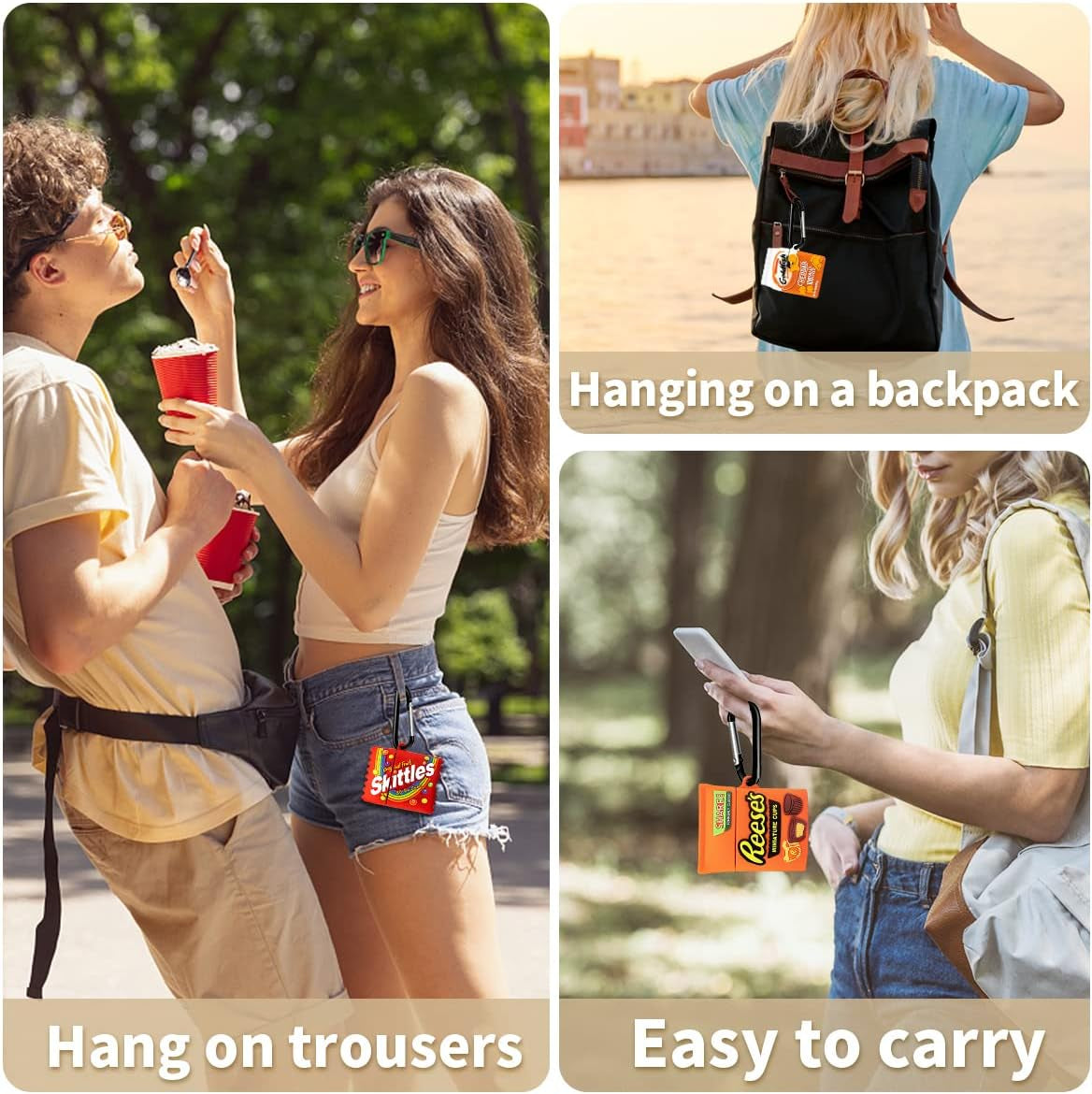 3PACK Cute Cover for Airpod Case 2Nd Generation, Funny Goldfish+Rainbow Candy+Chocolate Food Protective Cases, Kawaii Cartoon Soft Silicone Design for Apple Air Pod 2/1 Women Girls Boys with Keychain  TOLUOHU   