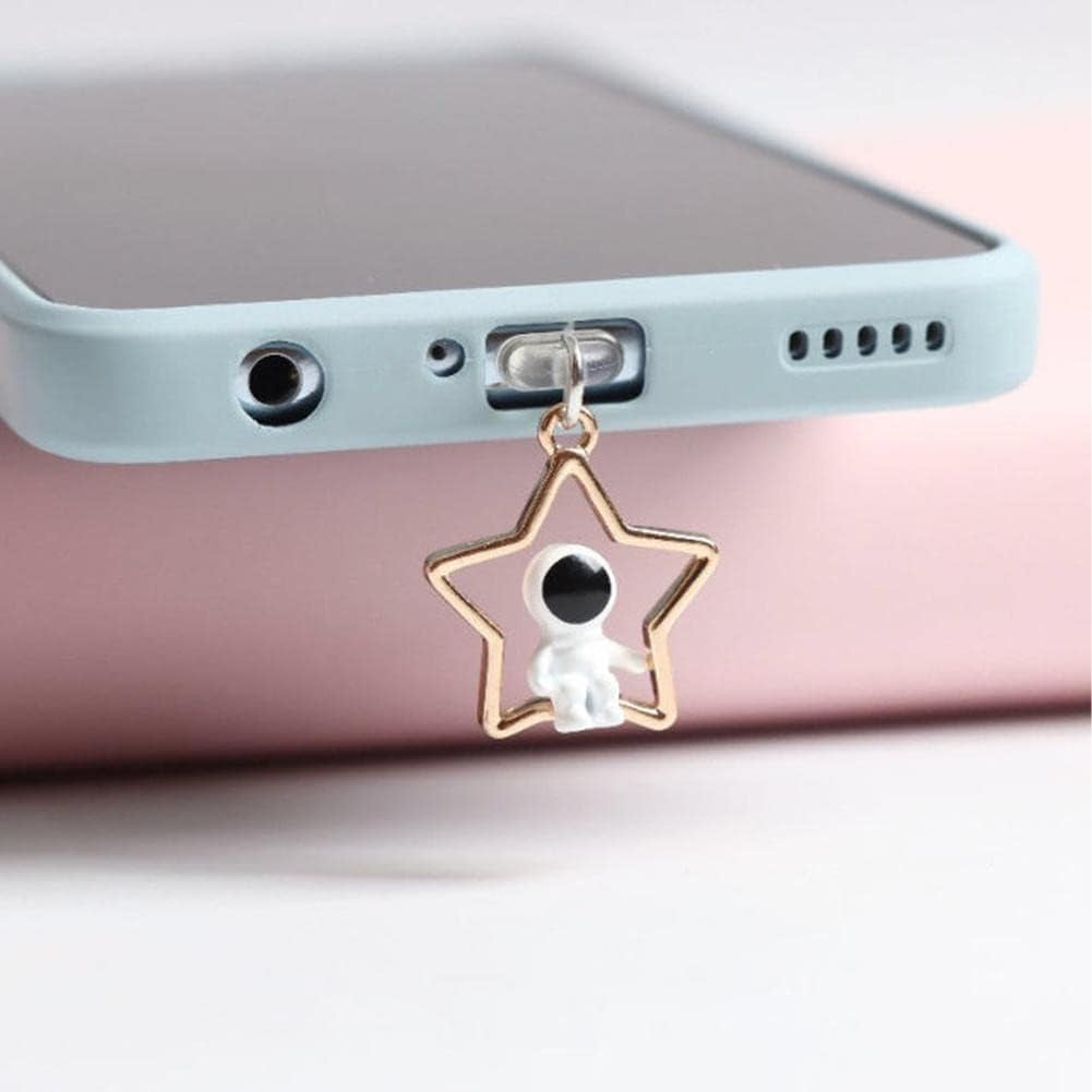 Pulunto Dust Plug Charm Cute Astronaut Earphone Jack Stopper Cap Pendant anti Dust Plug Kawaii USB Type-C Plug for Iphone Charge Port  pulunto   