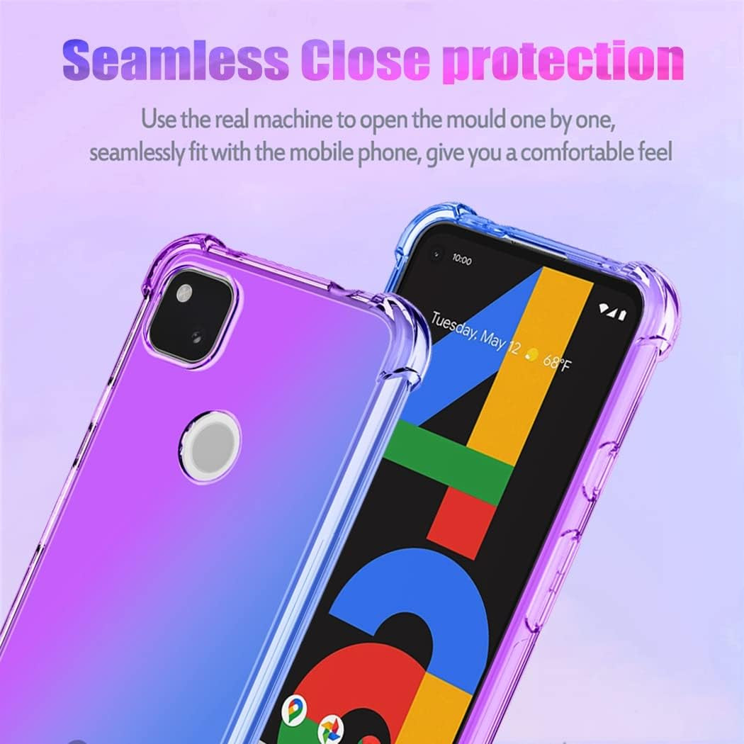 Gufuwo Case for Google Pixel 4A (Not Fit Pixel 4A 5G) Cute Case Girls, Gradient Slim anti Scratch Soft TPU Phone Cover Shockproof Protective Case for Google Pixel 4A (Purple/Blue)  Gufuwo   