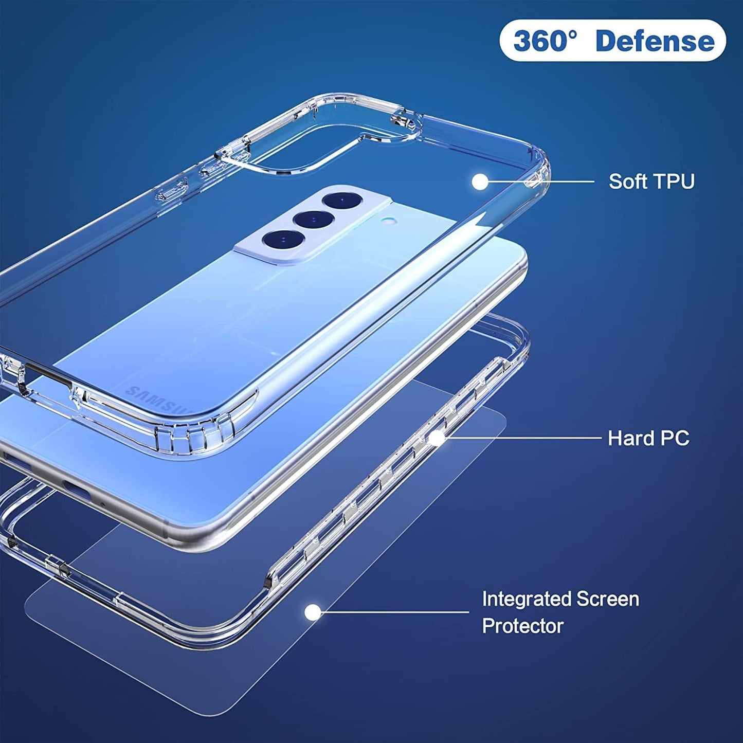 Idweel Clear Galaxy S22 plus Case with Tempered Glass Screen Protector,Hybrid 2 in 1 Shockproof Soft Slim Transparent Case with TPU Bumper, Protective Silicone Airbag Cover for Samsung S22 Plus  IDweel   