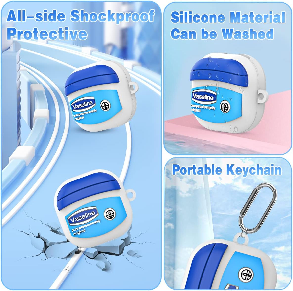 Case for Samsung Galaxy Buds Pro 2 Case (2022)/Buds 2 Case (2021)/Buds Pro Case (2021)/Galaxy Buds Live Case (2020), Cute Cartoon Funny Shockproof Silicone Protective Cover with Keychain [3M Adhesive]  QIUDAOY   