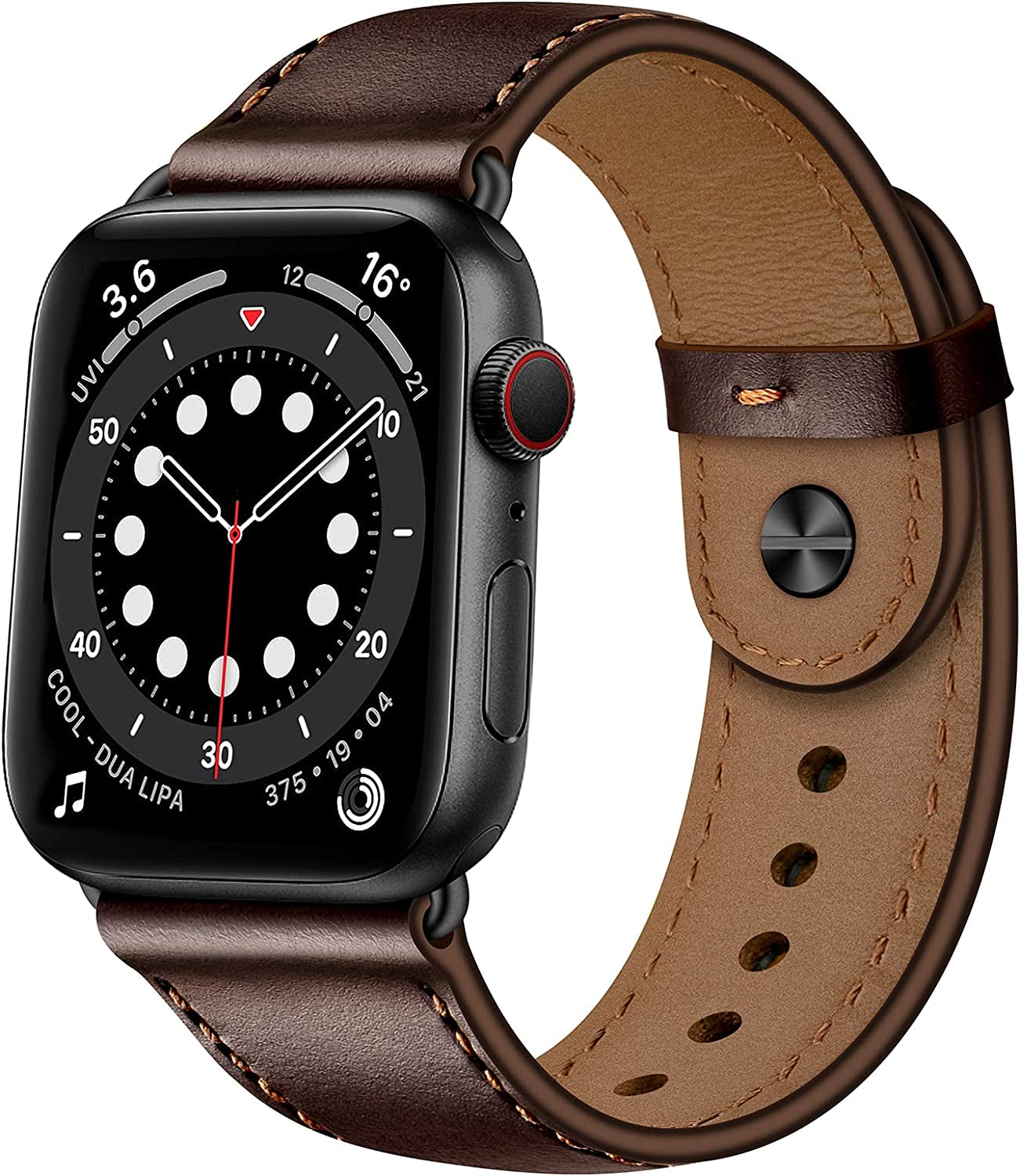 OUHENG Compatible with Apple Watch Band 49Mm 45Mm 44Mm 42Mm 41Mm 40Mm 38Mm, Genuine Leather Bands Strap for Iwatch Ultra SE2 SE Series 8 7 6 5 4 3 2 1 (Retro Brown/Black)  OUHENG Dark Brown/Black 49mm/45mm/44mm/42mm 