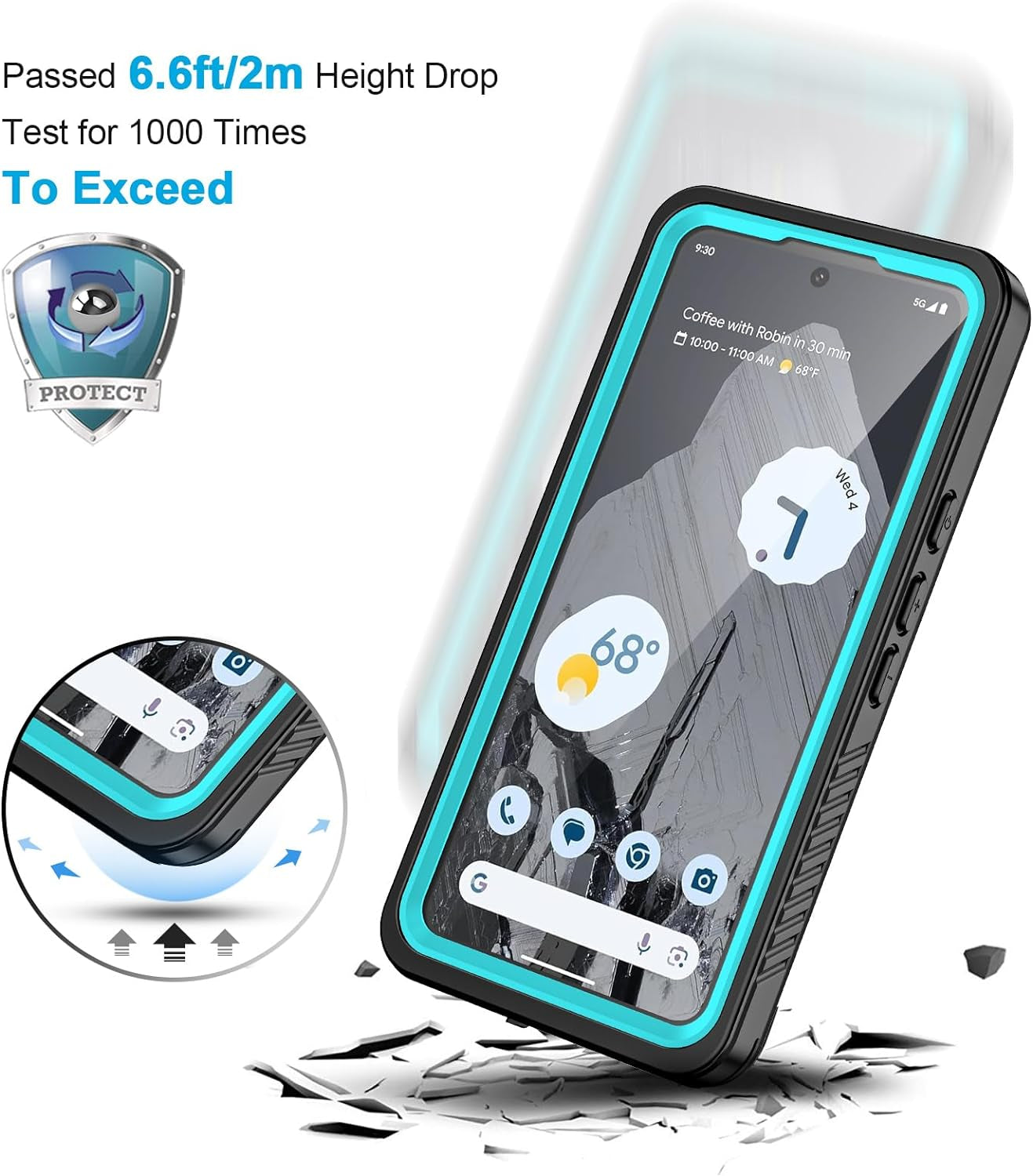 Lanhiem Pixel 8 Pro Case, IP68 Waterproof Dustproof Case with Built-In Screen Protector, Rugged Full Body Shockproof Protective Clear Cover for Google Pixel 8 Pro, Blue  Lanhiem   